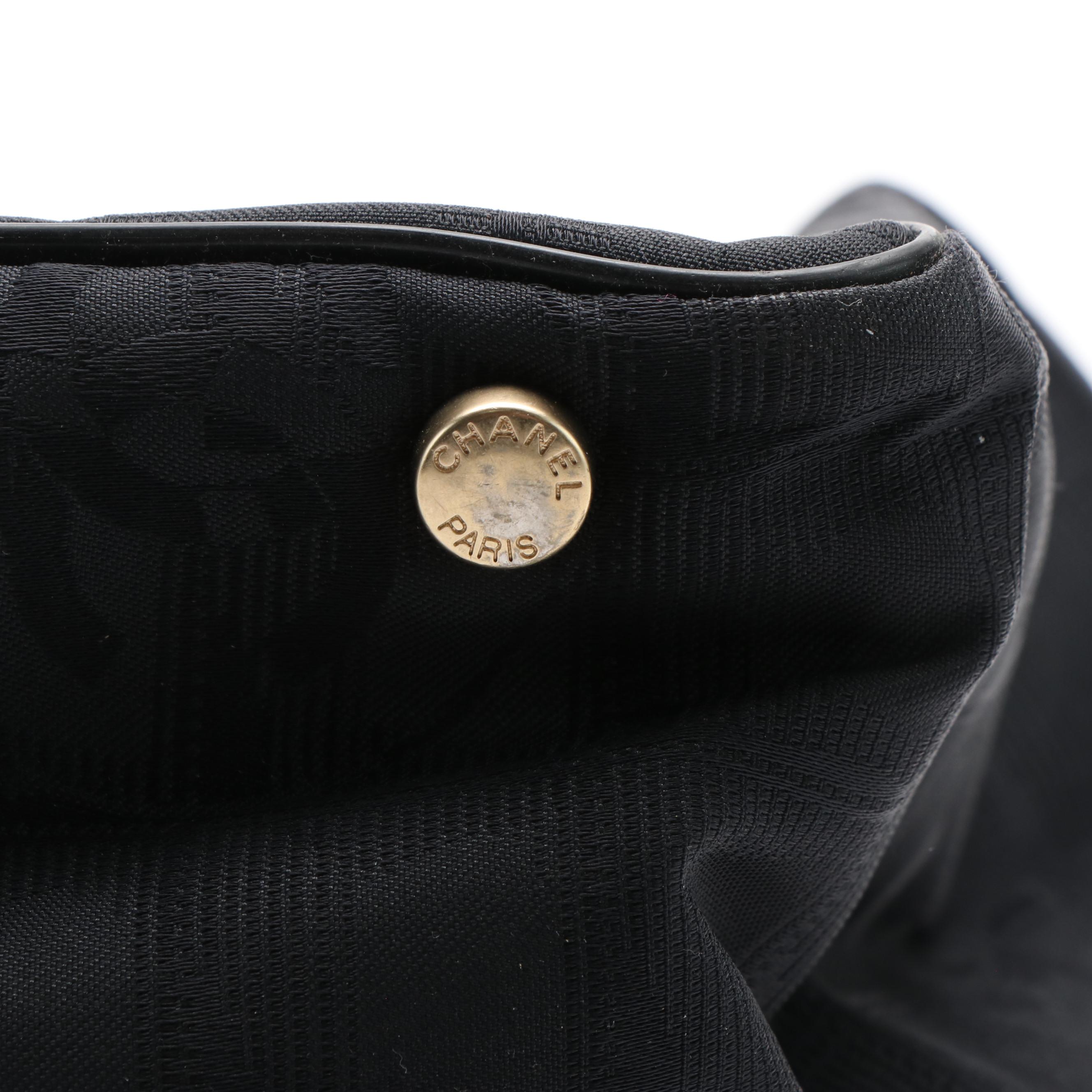 Chanel Black Nylon Jacquard Leather Tote Bag