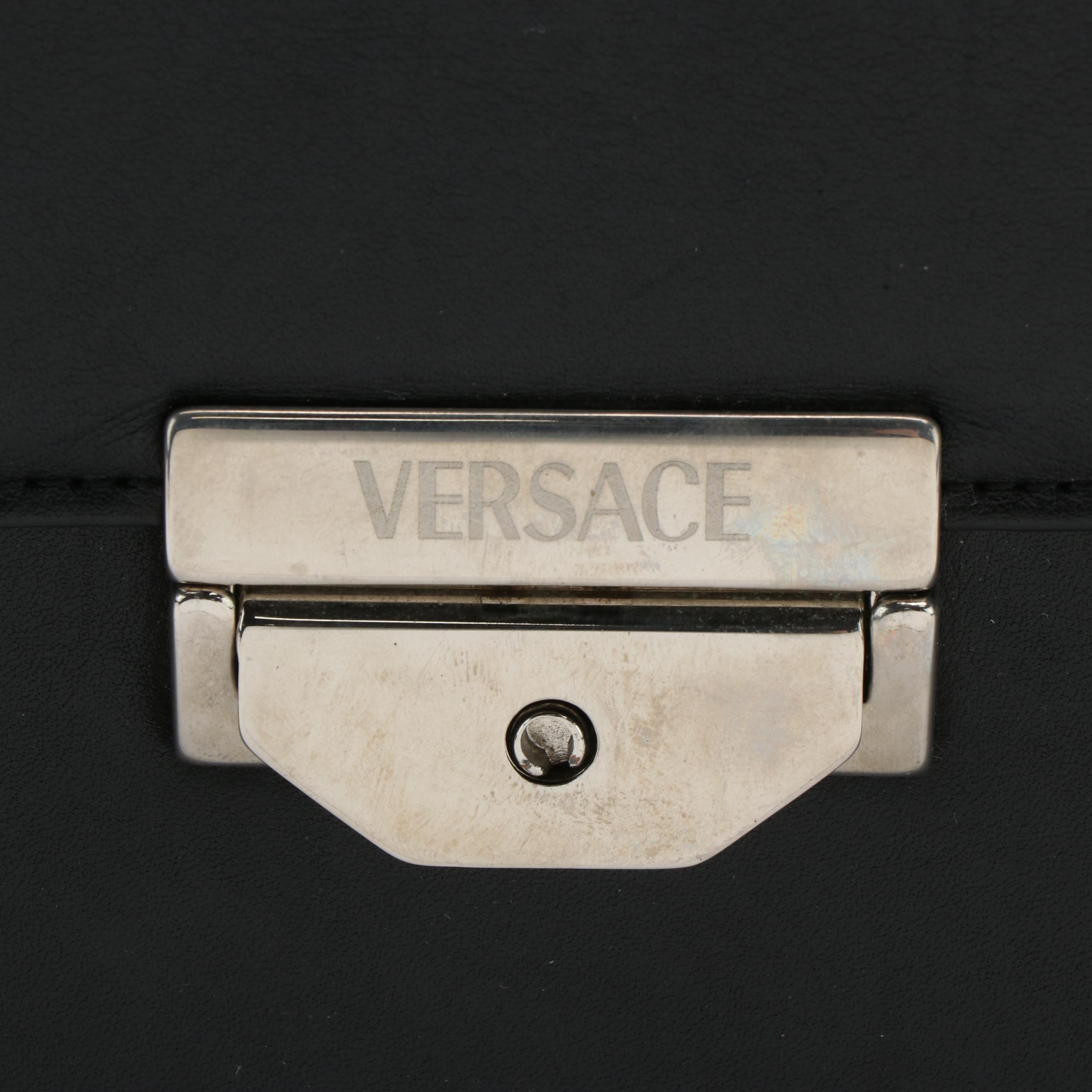 Versace Black Leather Briefcase