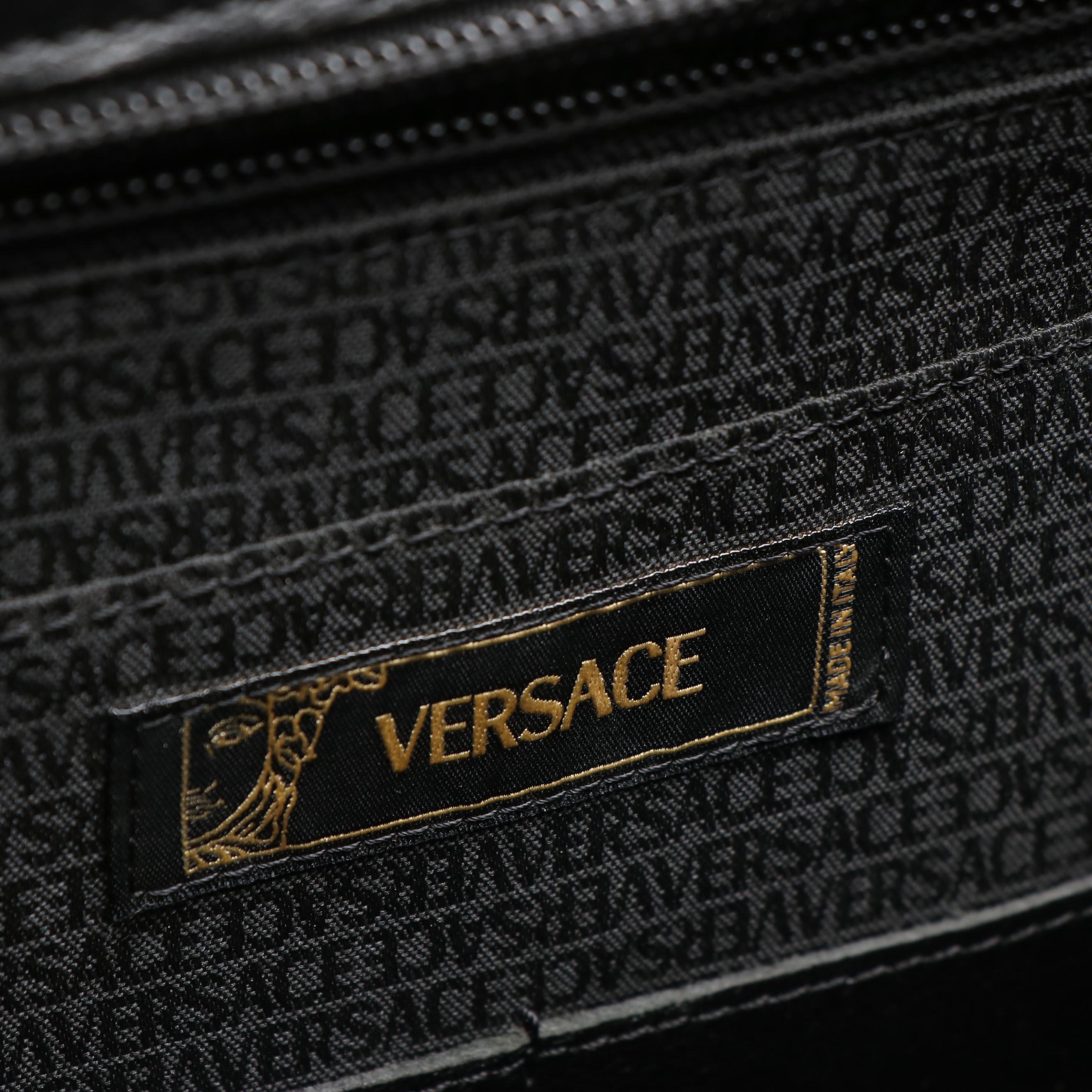Versace Black Leather Briefcase