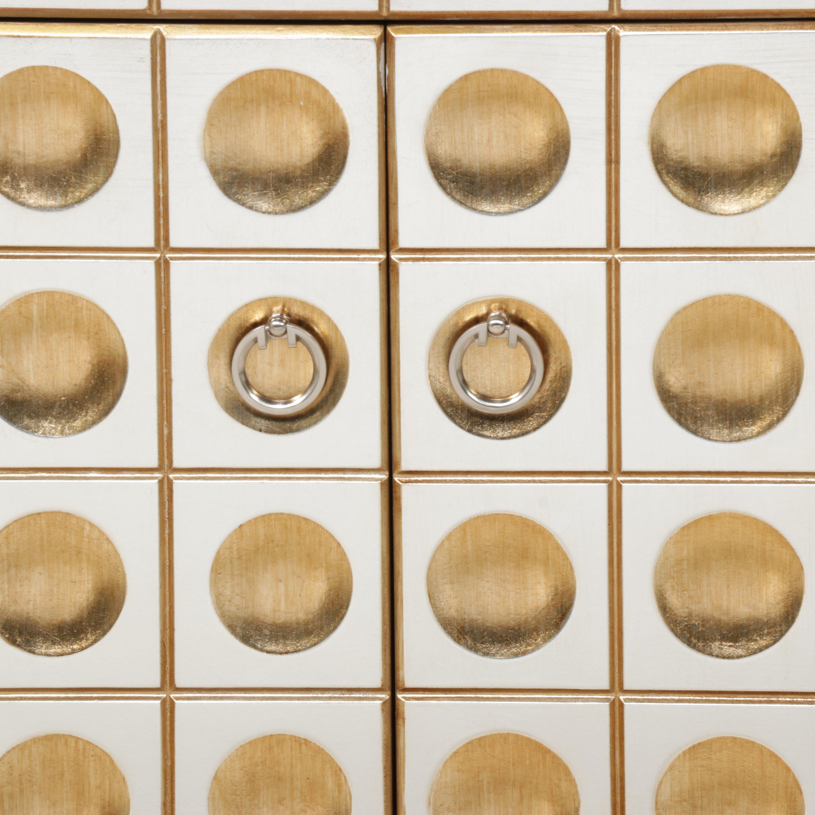 Neuu Design Emporium Modernist Style Silver and Gold Finished Cubed Credenza