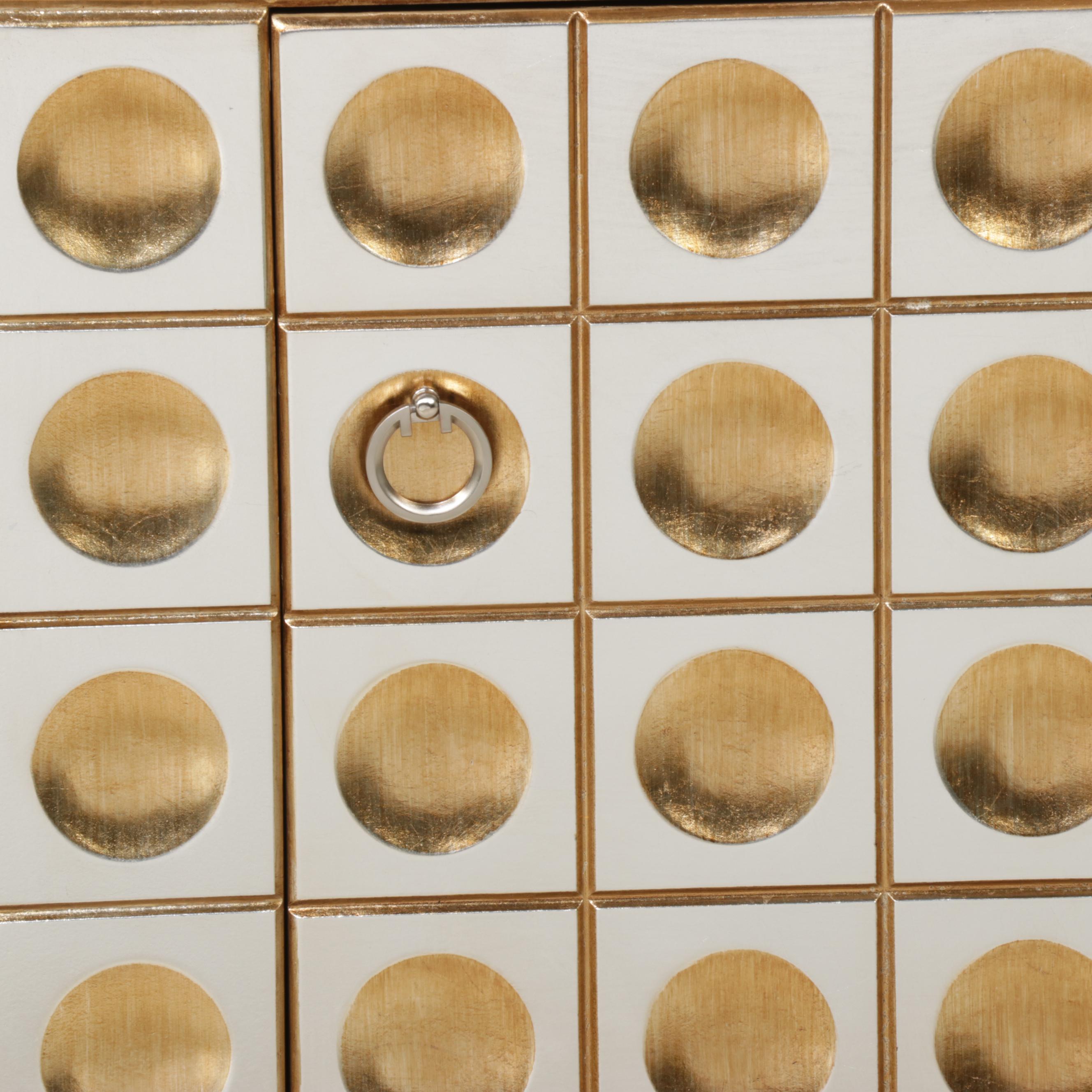 Neuu Design Emporium Modernist Style Silver and Gold Finished Cubed Credenza