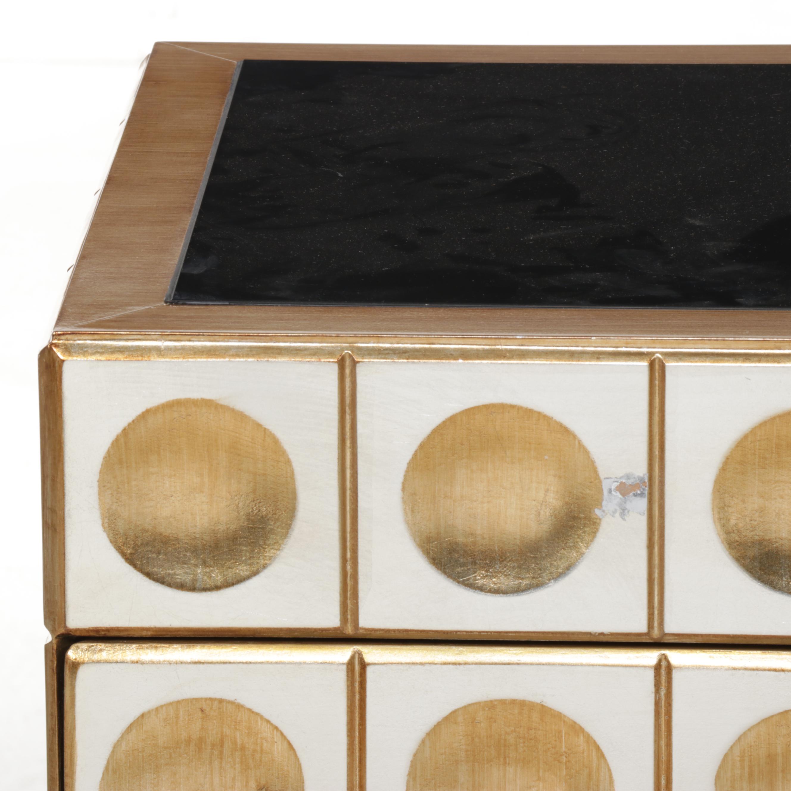 Neuu Design Emporium Modernist Style Silver and Gold Finished Cubed Credenza