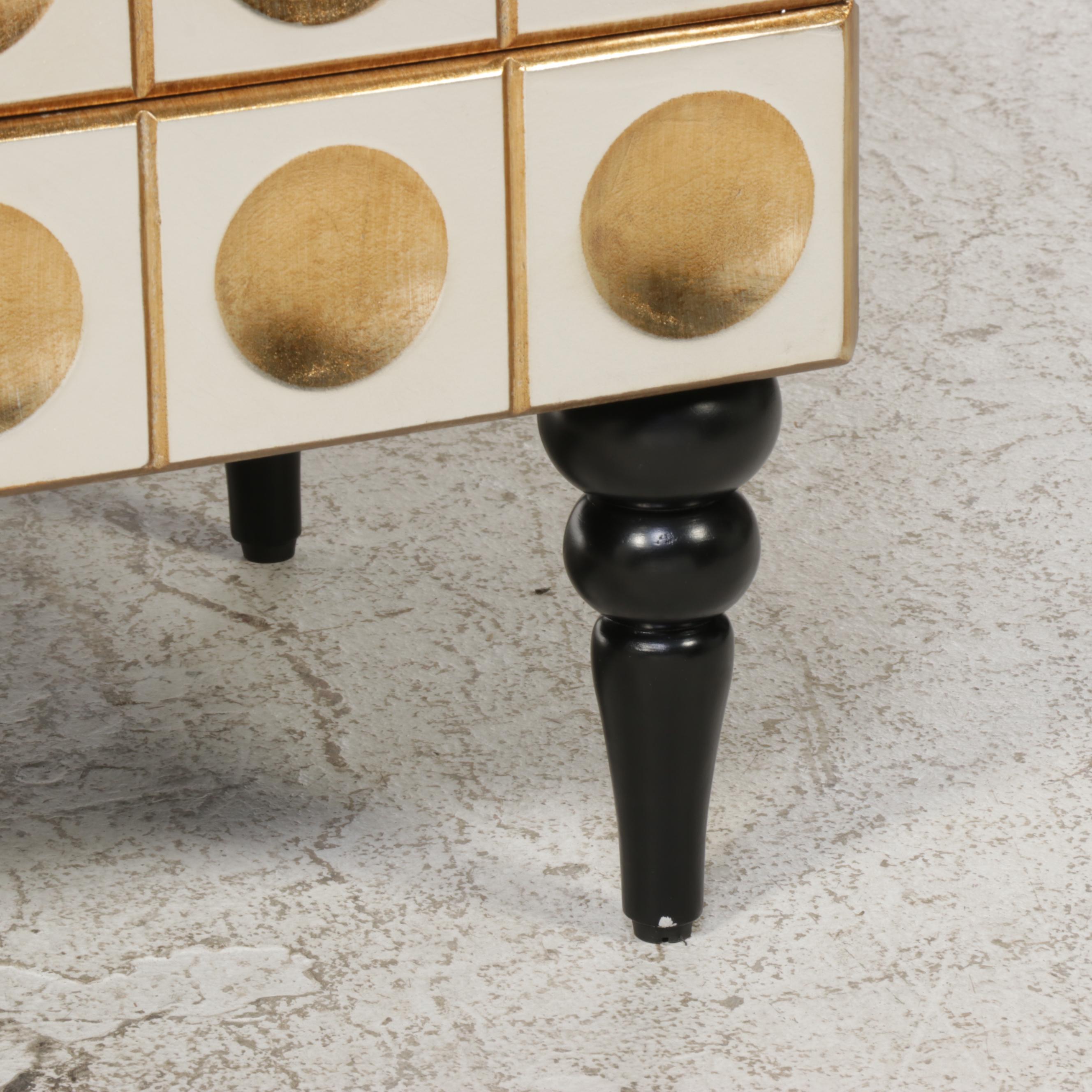 Neuu Design Emporium Modernist Style Silver and Gold Finished Cubed Credenza