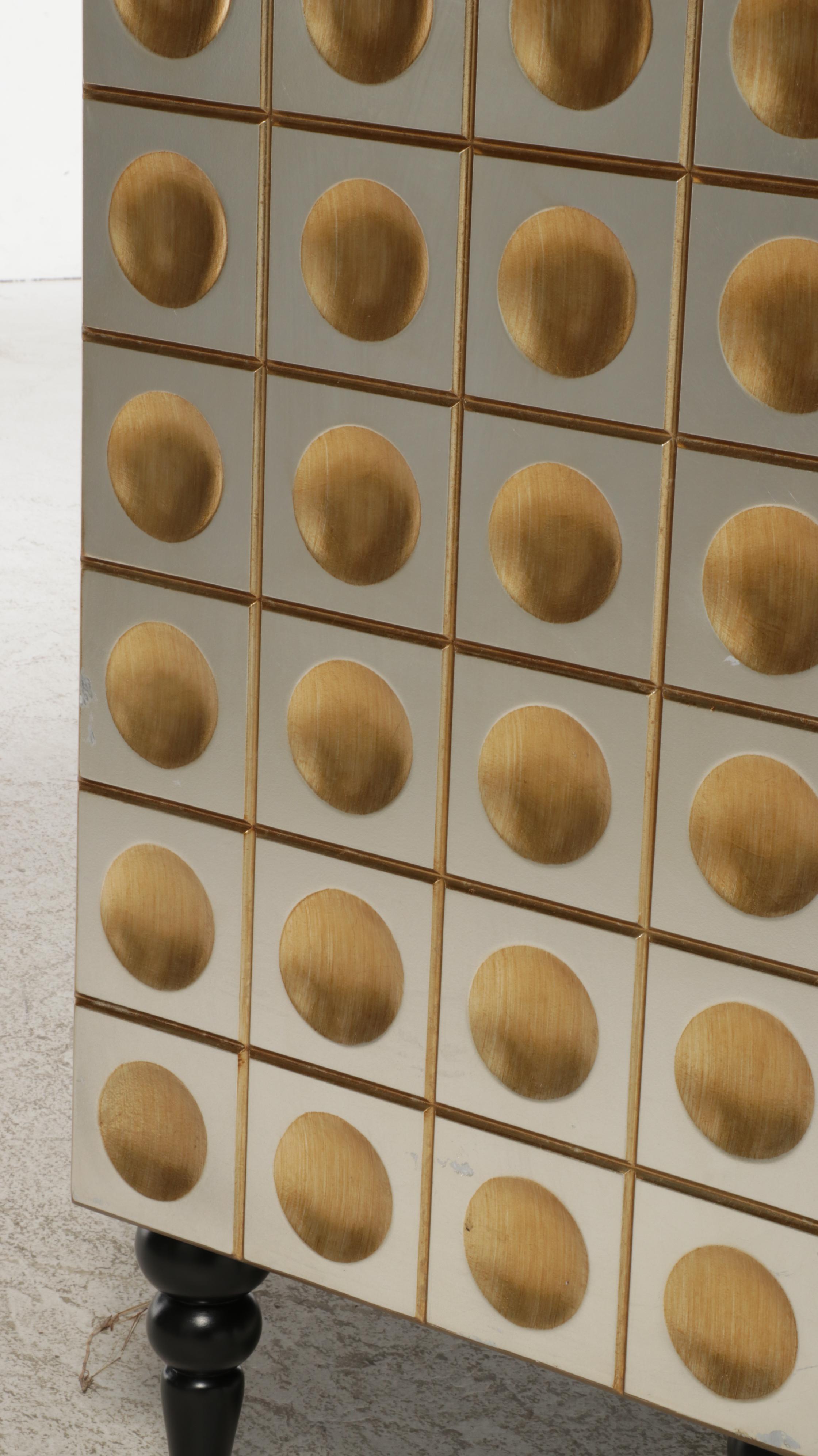 Neuu Design Emporium Modernist Style Silver and Gold Finished Cubed Credenza