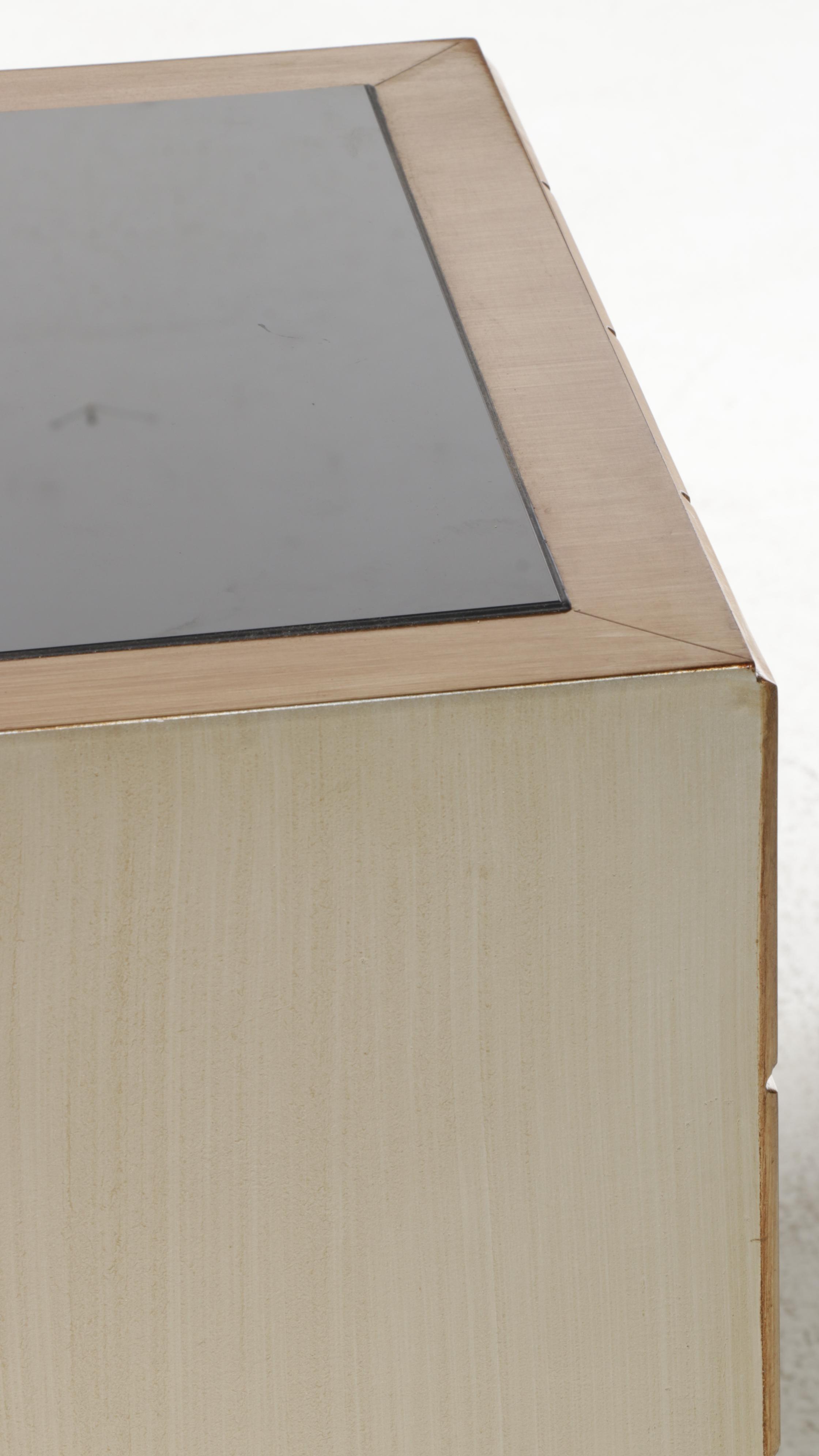 Neuu Design Emporium Modernist Style Silver and Gold Finished Cubed Credenza