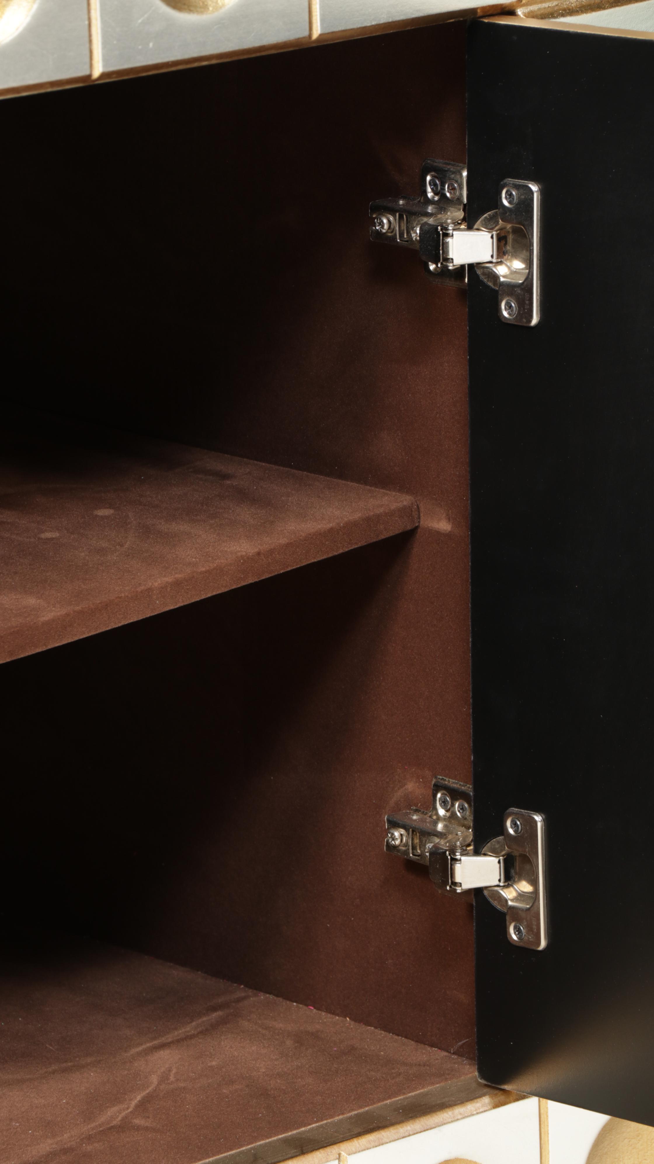 Neuu Design Emporium Modernist Style Silver and Gold Finished Cubed Credenza