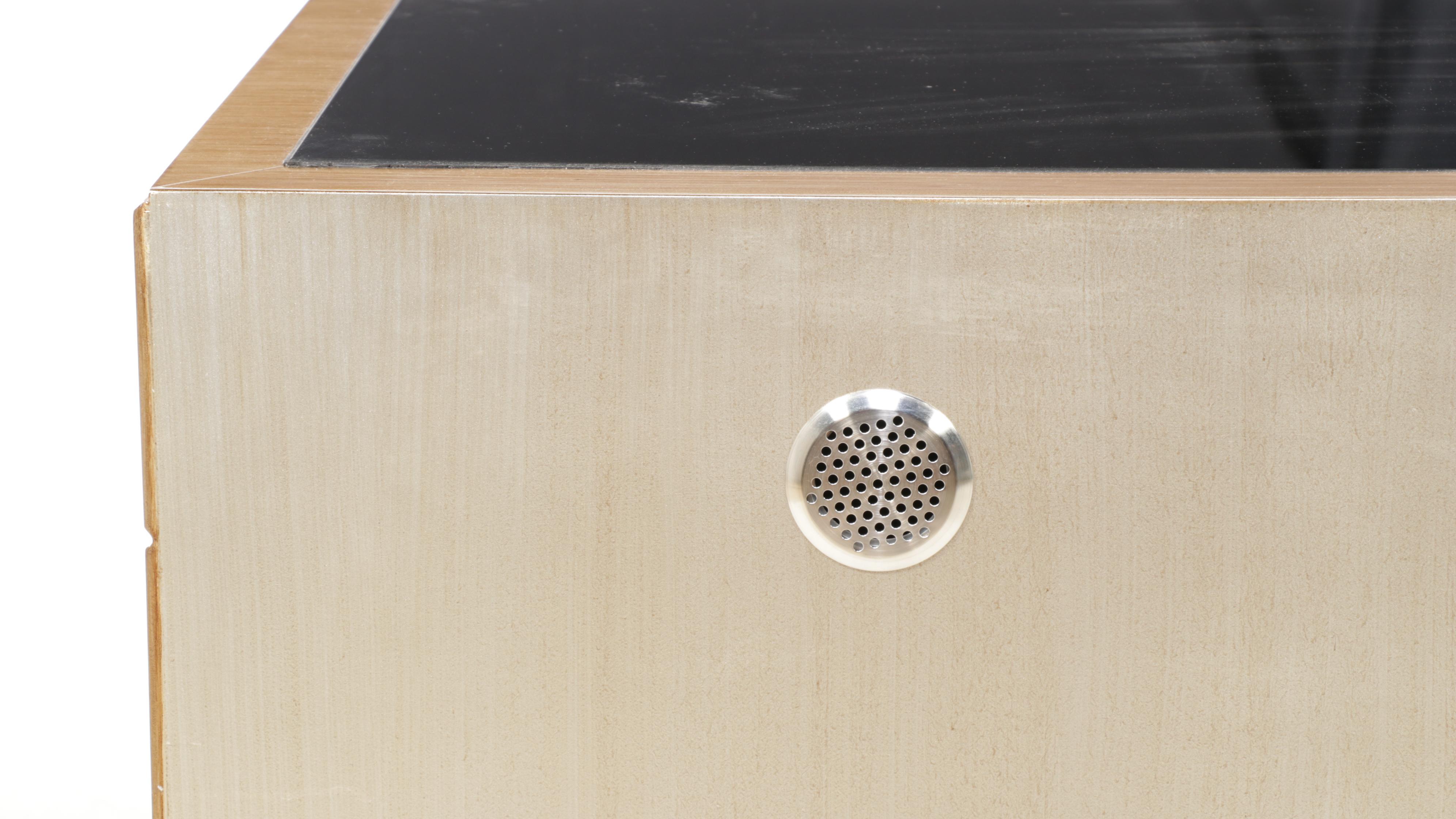 Neuu Design Emporium Modernist Style Silver and Gold Finished Cubed Credenza