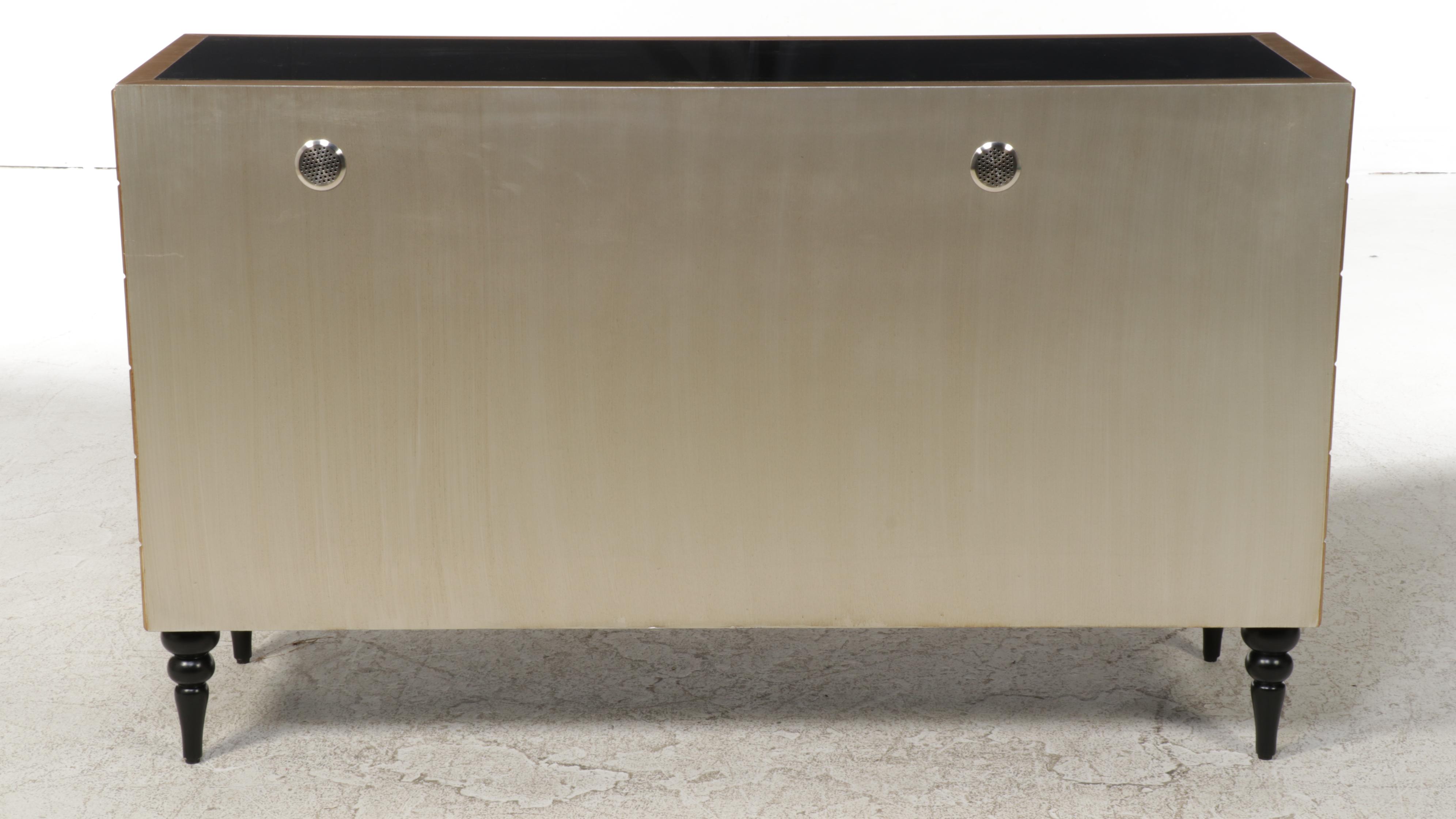 Neuu Design Emporium Modernist Style Silver and Gold Finished Cubed Credenza