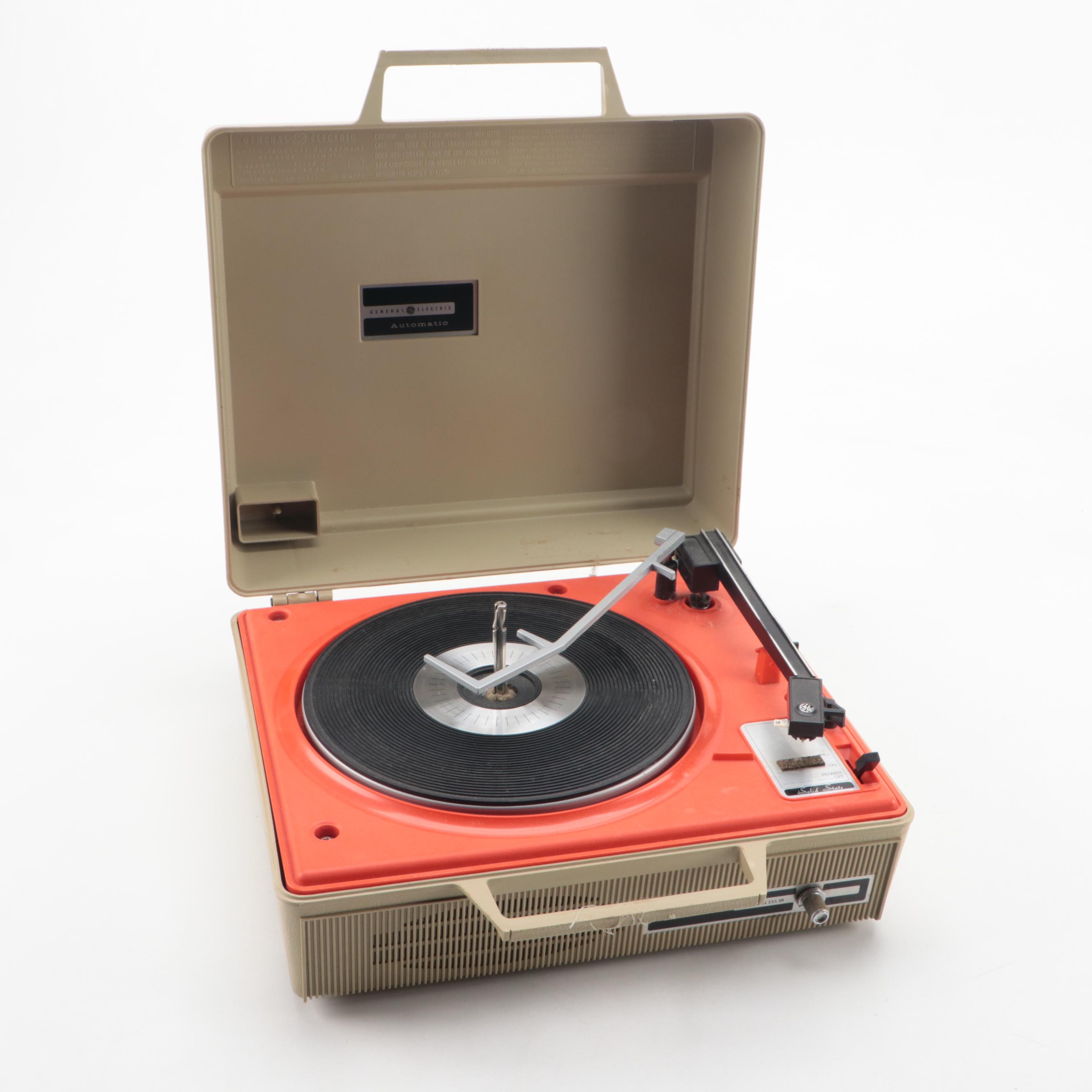 General Electric Automatic Portable Record Player, Mid-20th Century