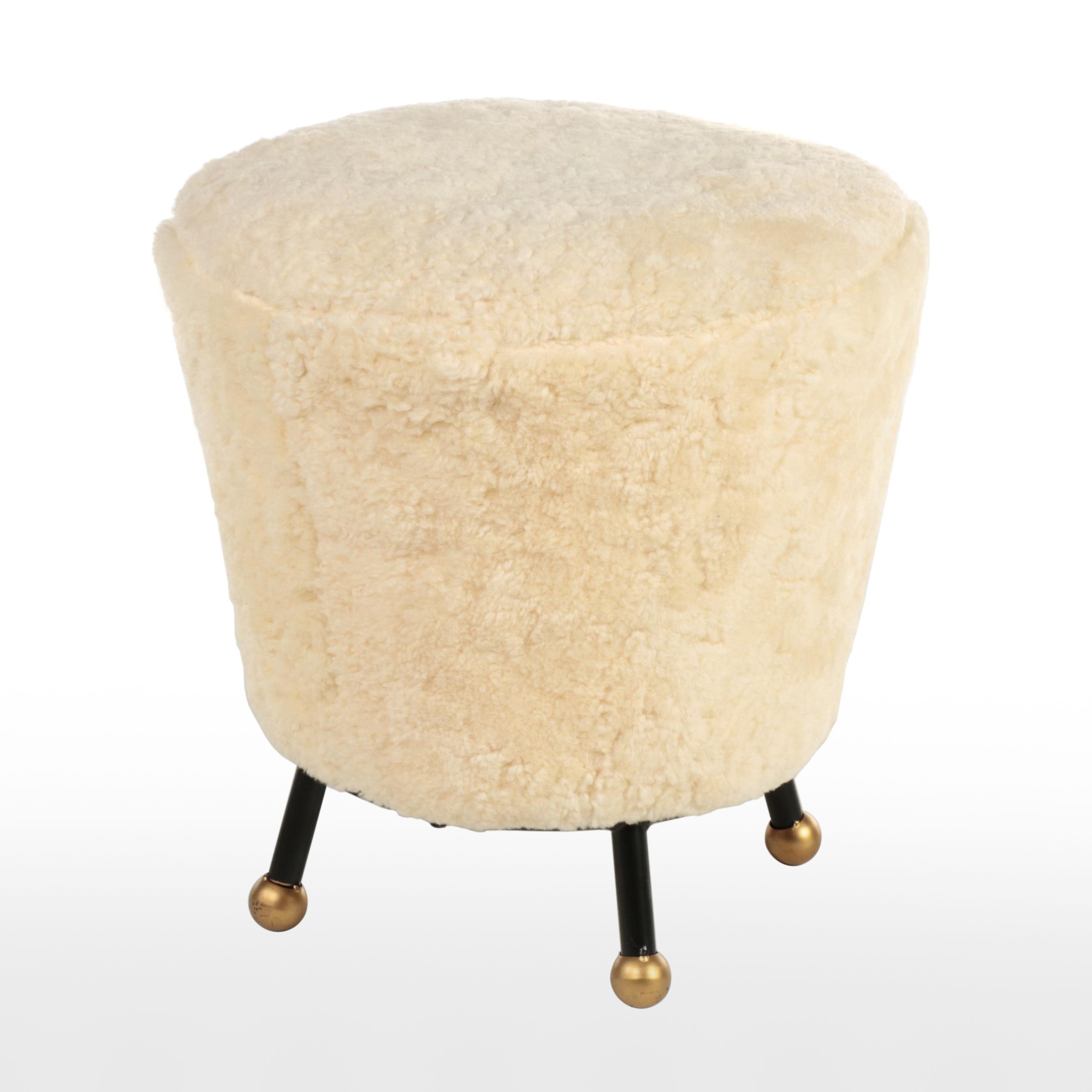Safavieh Modernist Style Faux Shearling Upholstered Ottoman