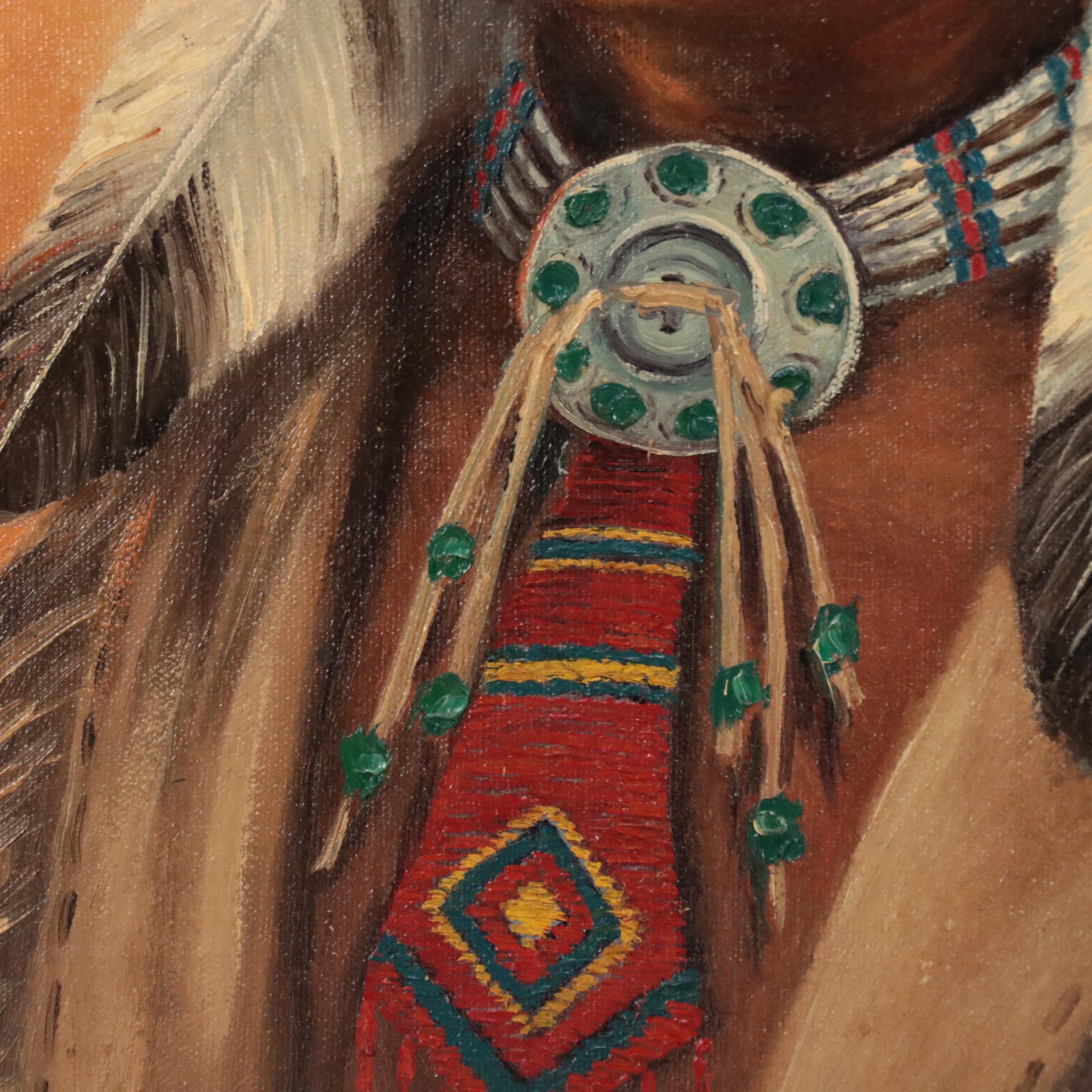 Portrait Oil Painting of Native American Chief Portrait