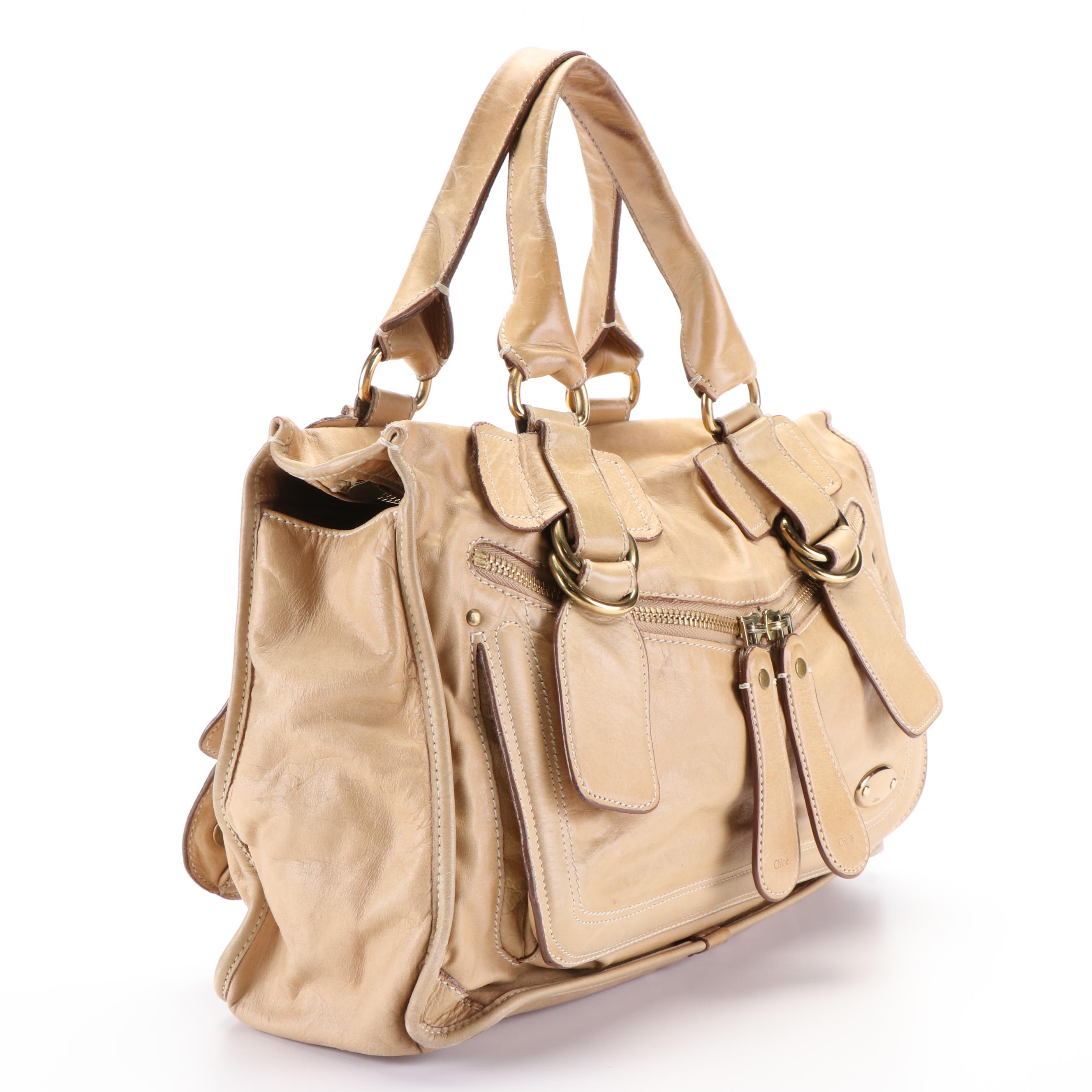 Chloe Beige Bay Leather Satchel Handbag