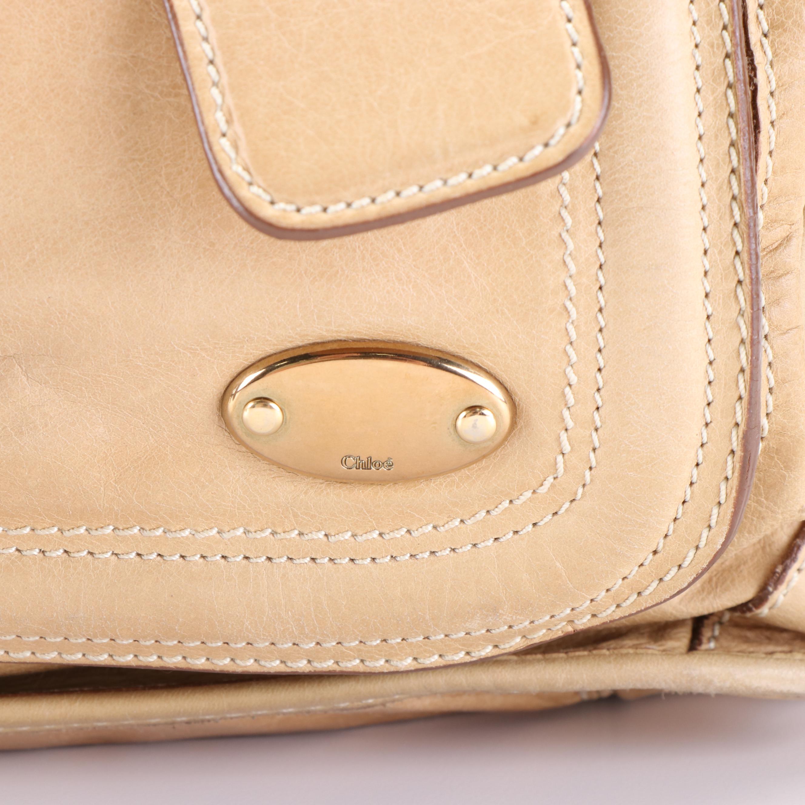 Chloe Beige Bay Leather Satchel Handbag