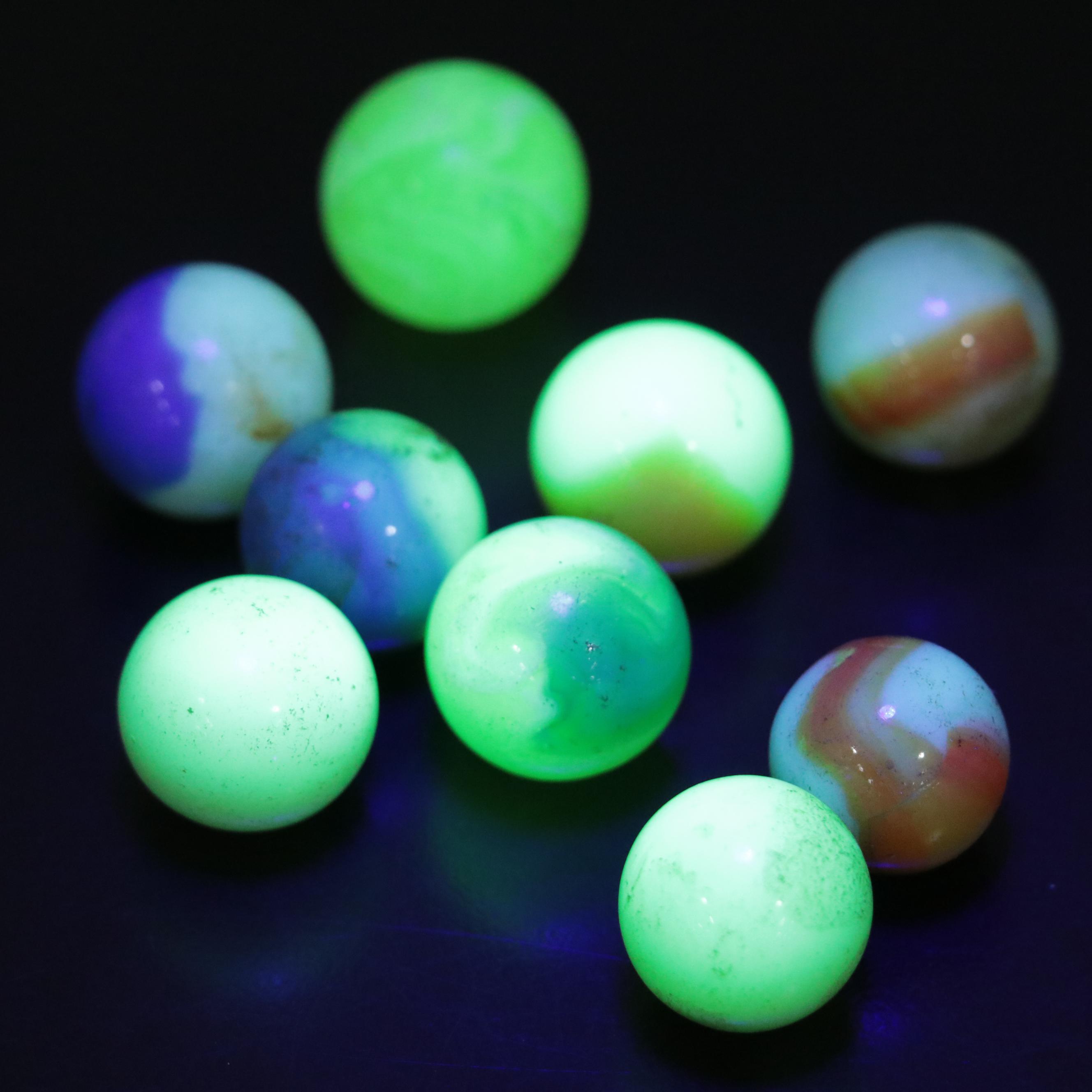Uranium Glass with Other Marbles and Shooters