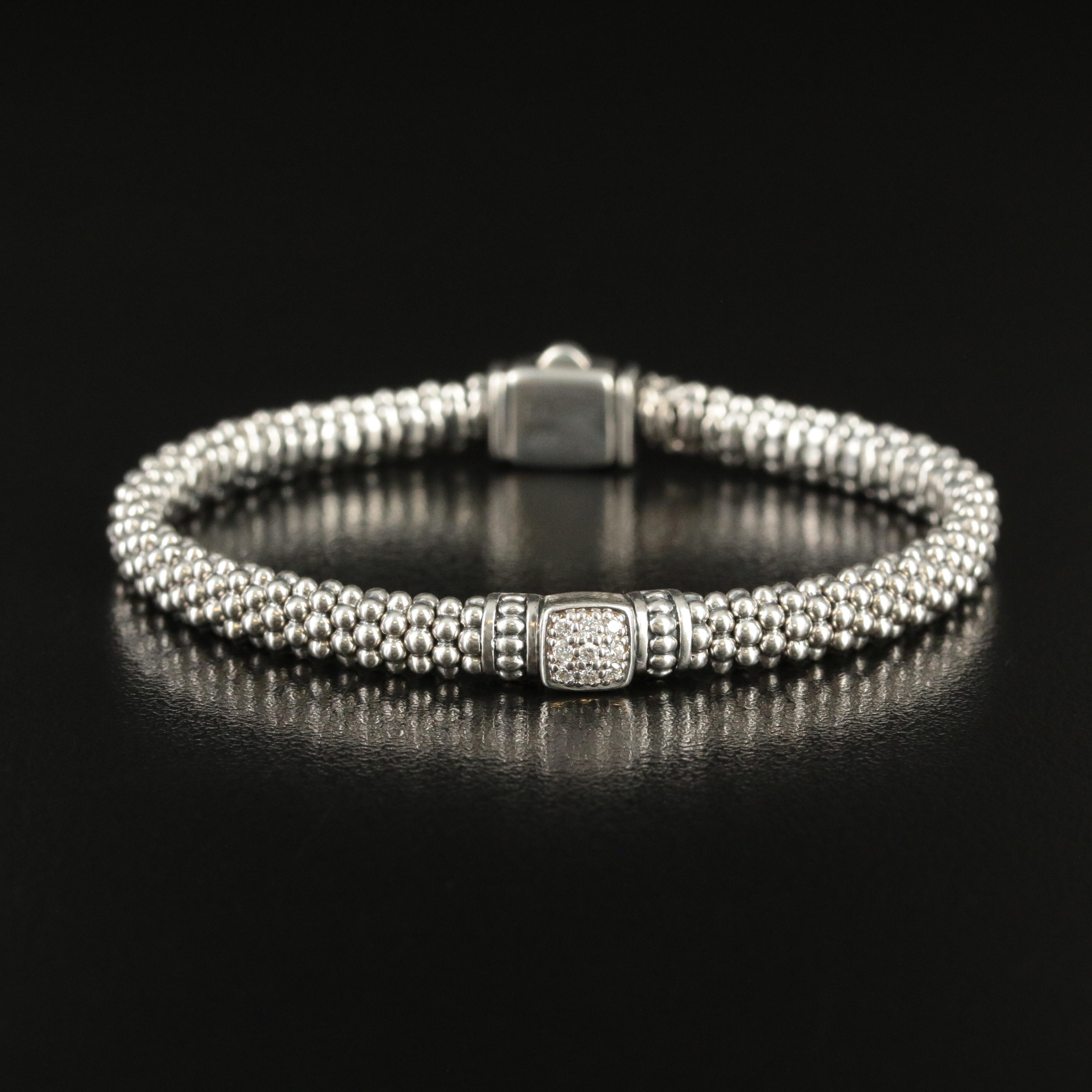 Lagos Sterling 0.11 CTW Diamond Square Station Bracelet