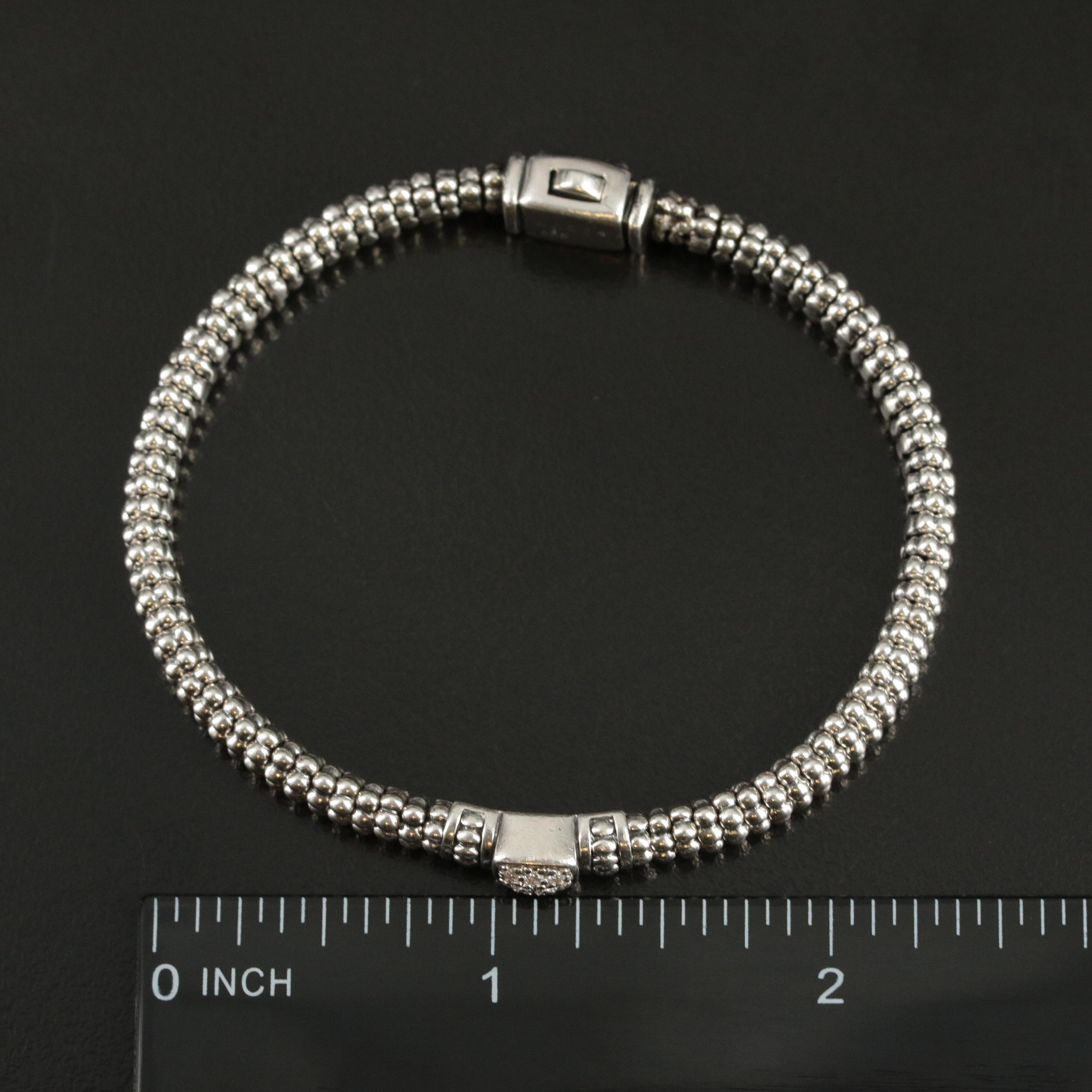 Lagos Sterling 0.11 CTW Diamond Square Station Bracelet