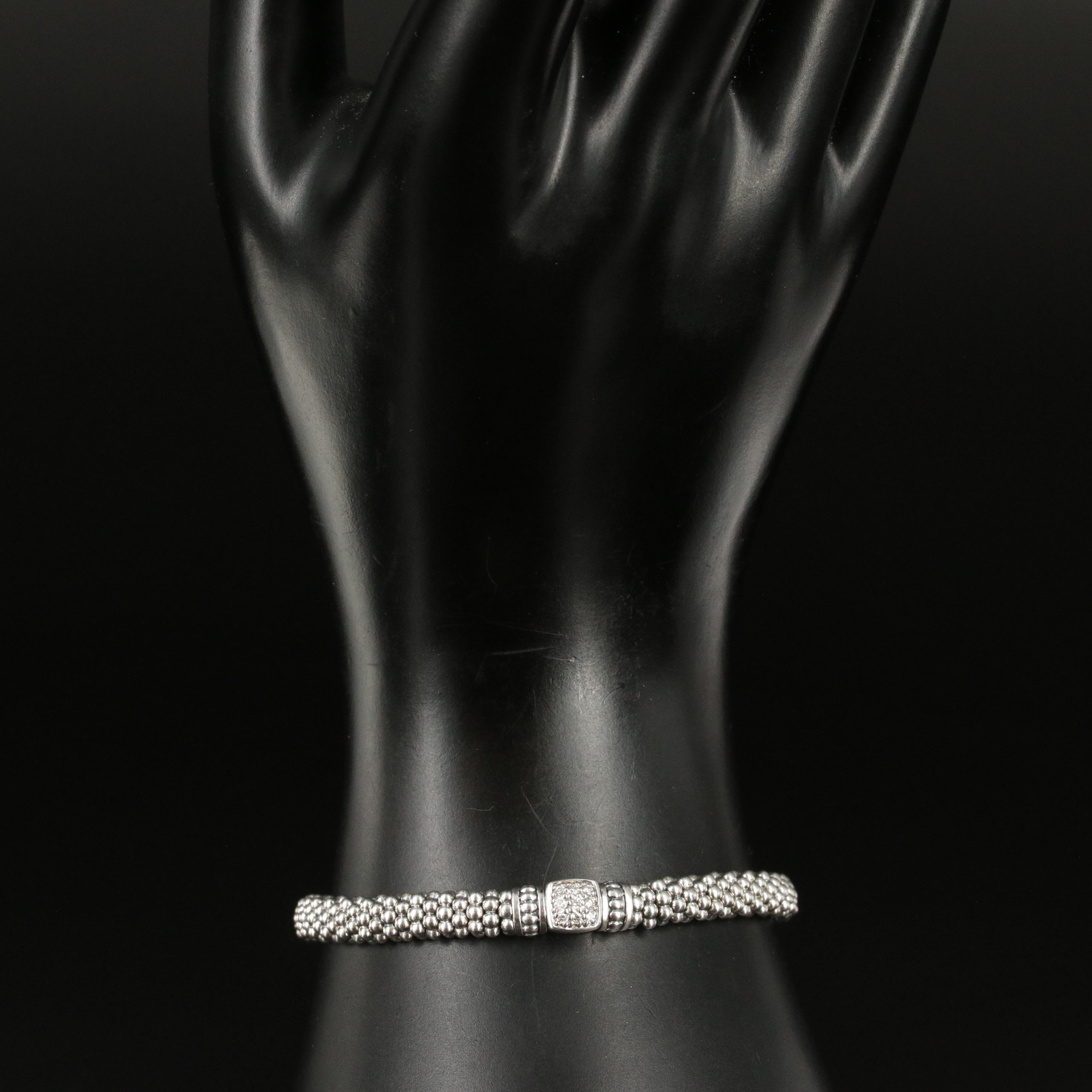 Lagos Sterling 0.11 CTW Diamond Square Station Bracelet