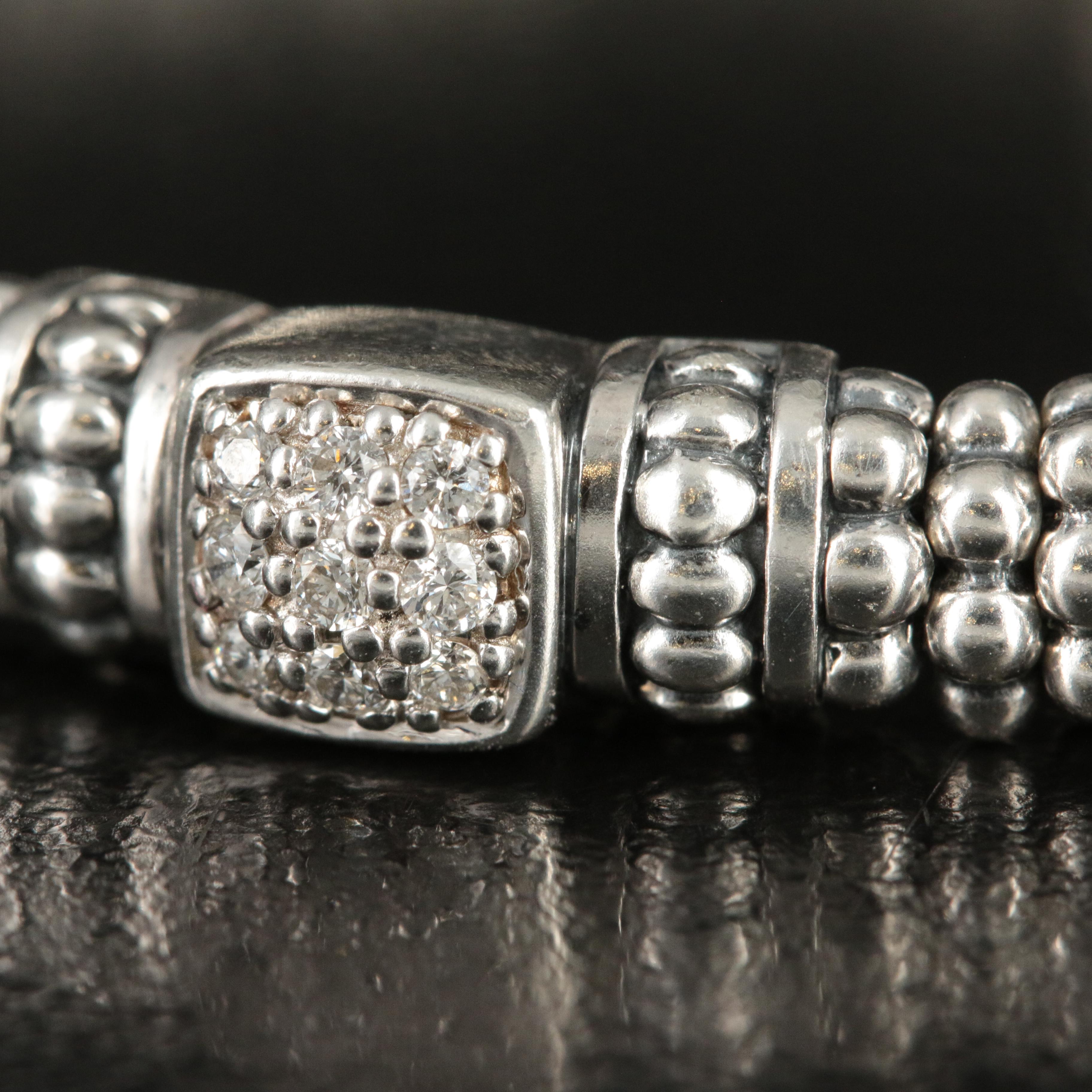 Lagos Sterling 0.11 CTW Diamond Square Station Bracelet