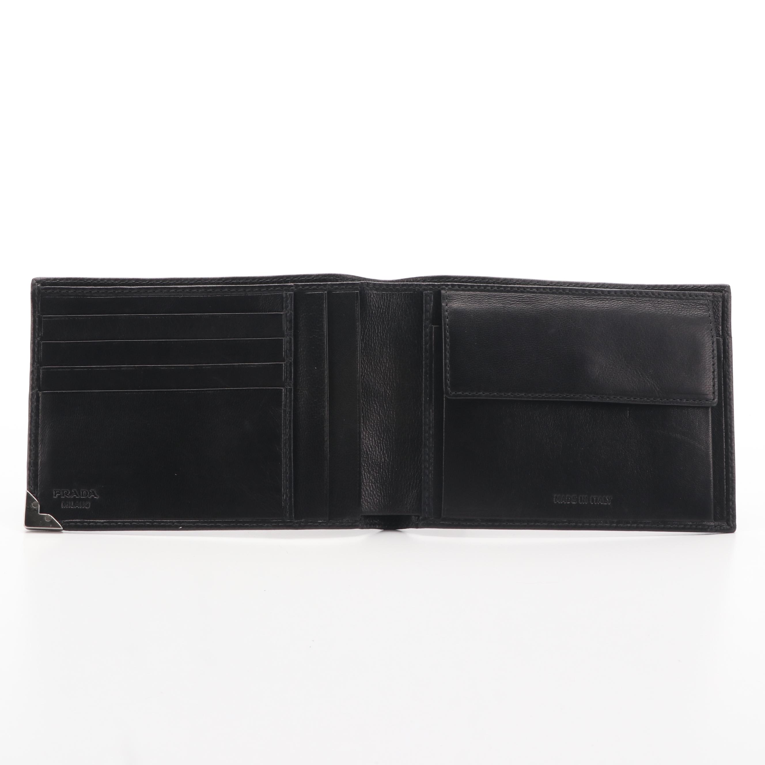 Prada Black Lambskin Bifold Wallet