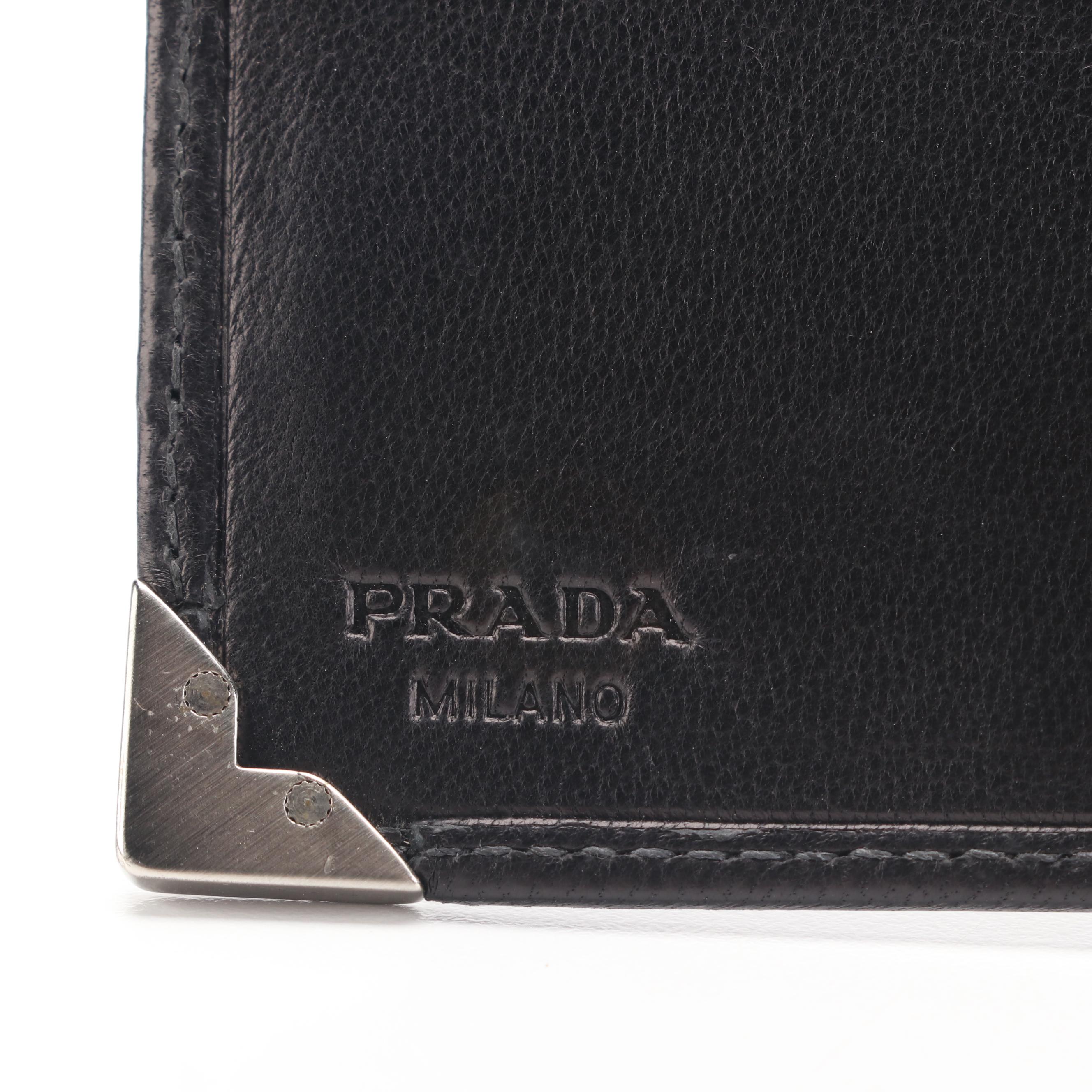 Prada Black Lambskin Bifold Wallet