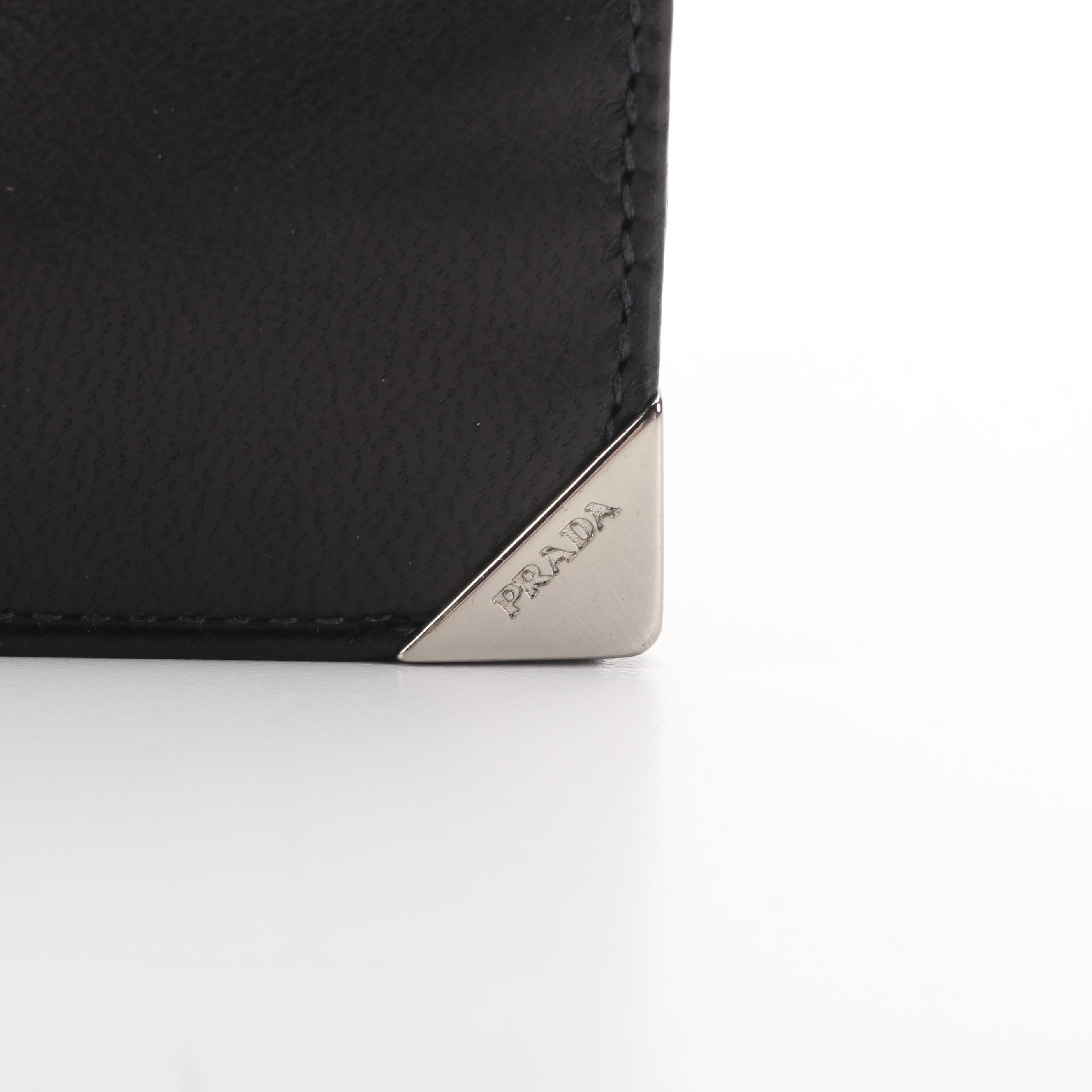 Prada Black Lambskin Bifold Wallet