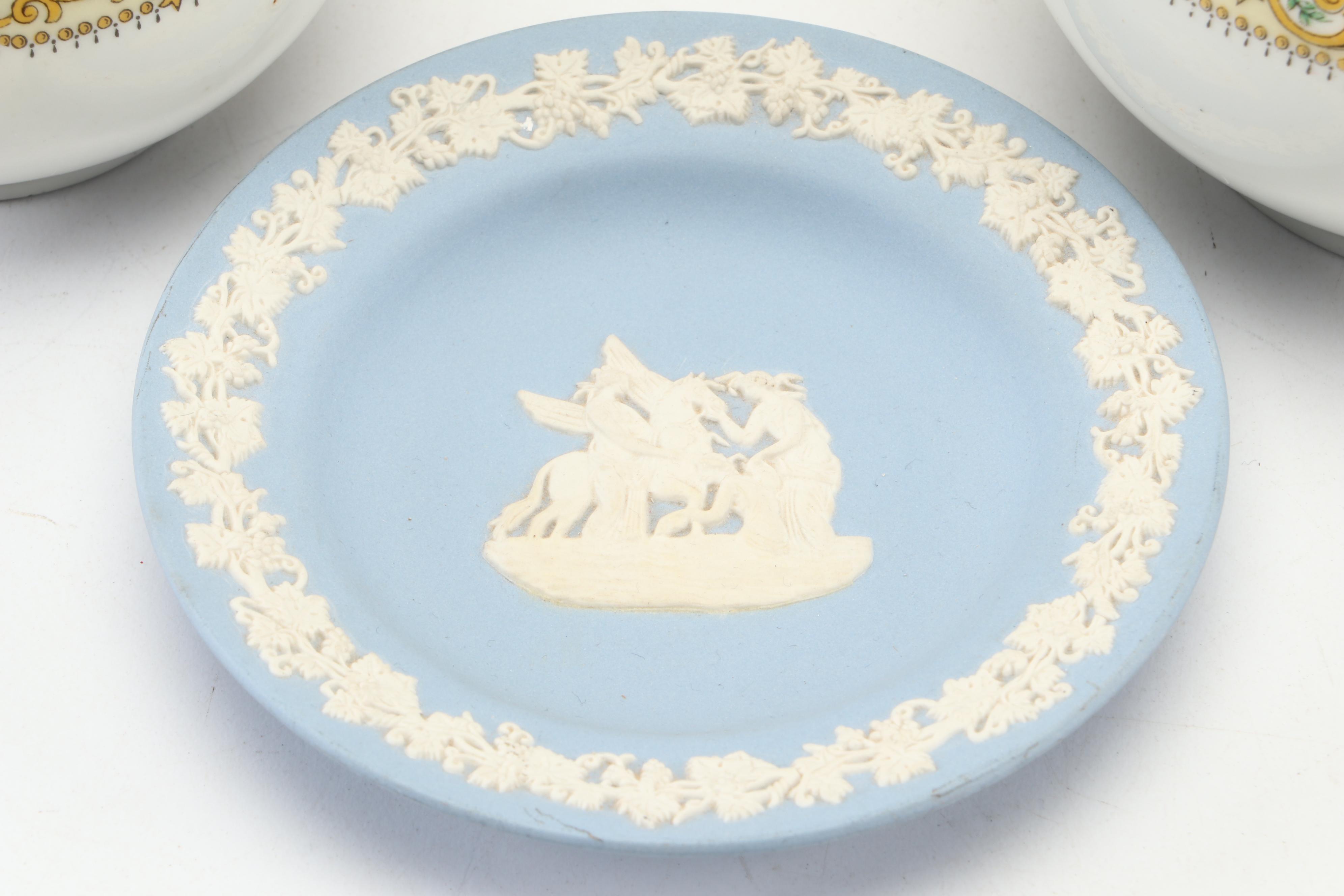 Enoch Wedgwood "Royal Blue" Plate with Haviland Sugar and Creamer and More