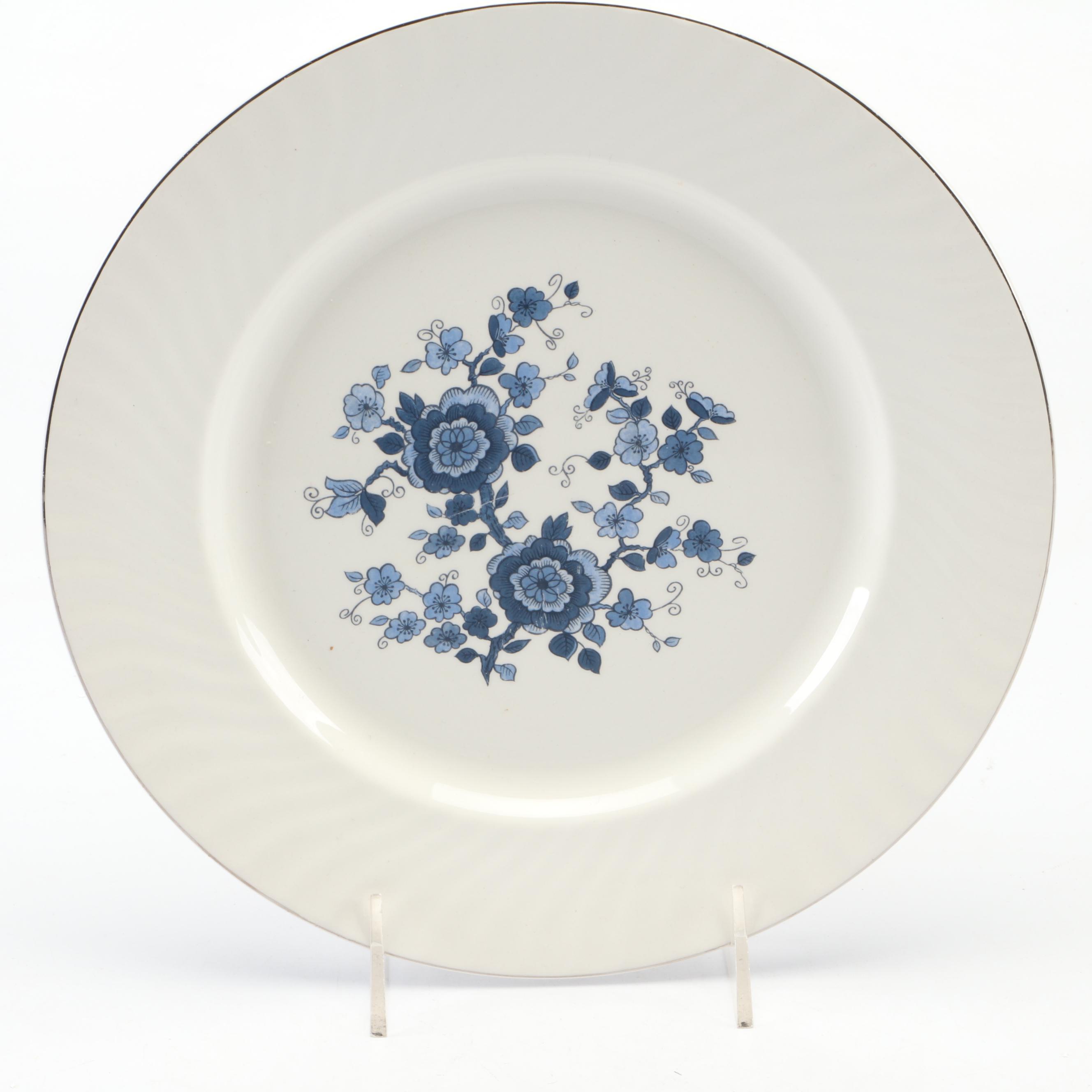 Enoch Wedgwood "Royal Blue" Plate with Haviland Sugar and Creamer and More