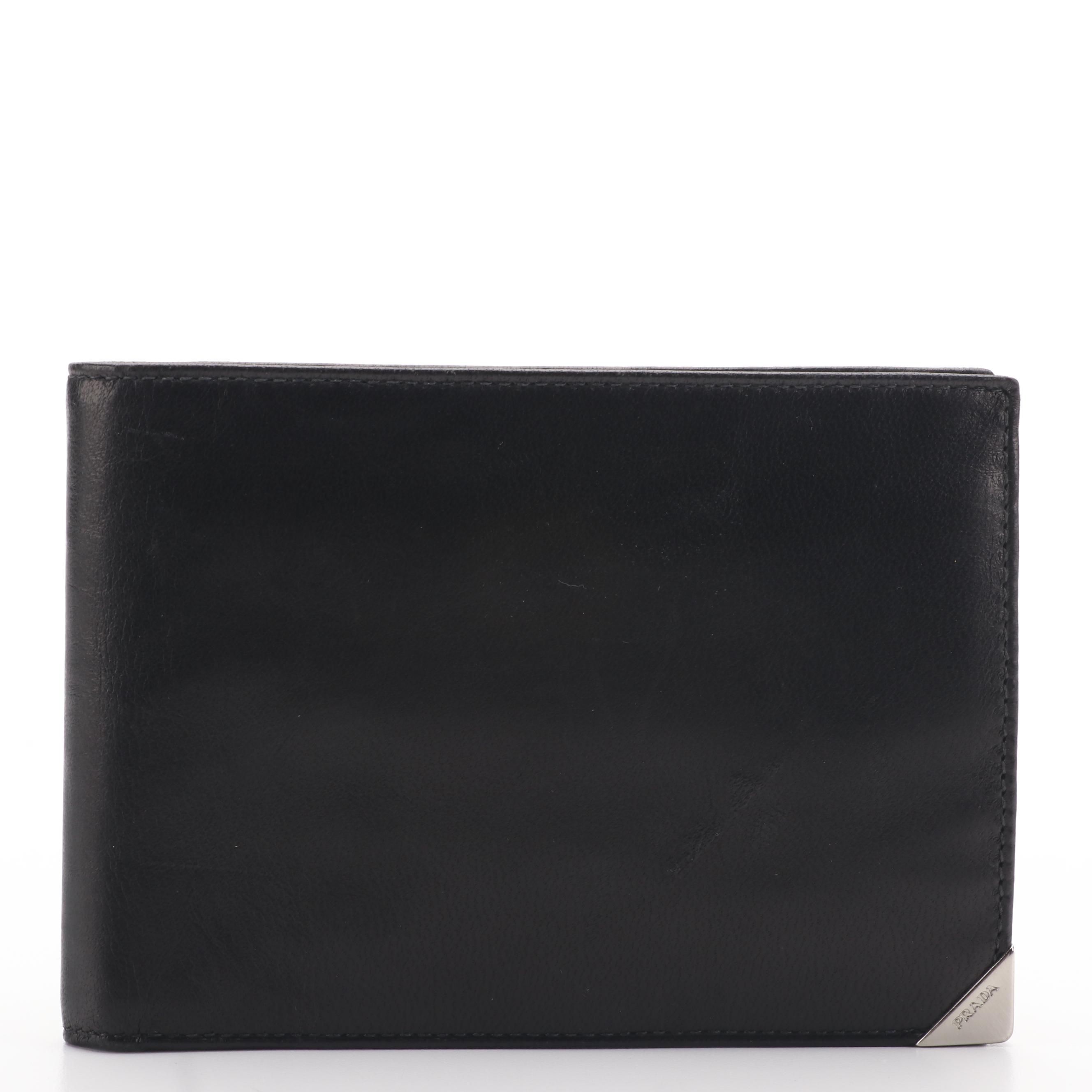 Prada Black Lambskin Bifold Wallet