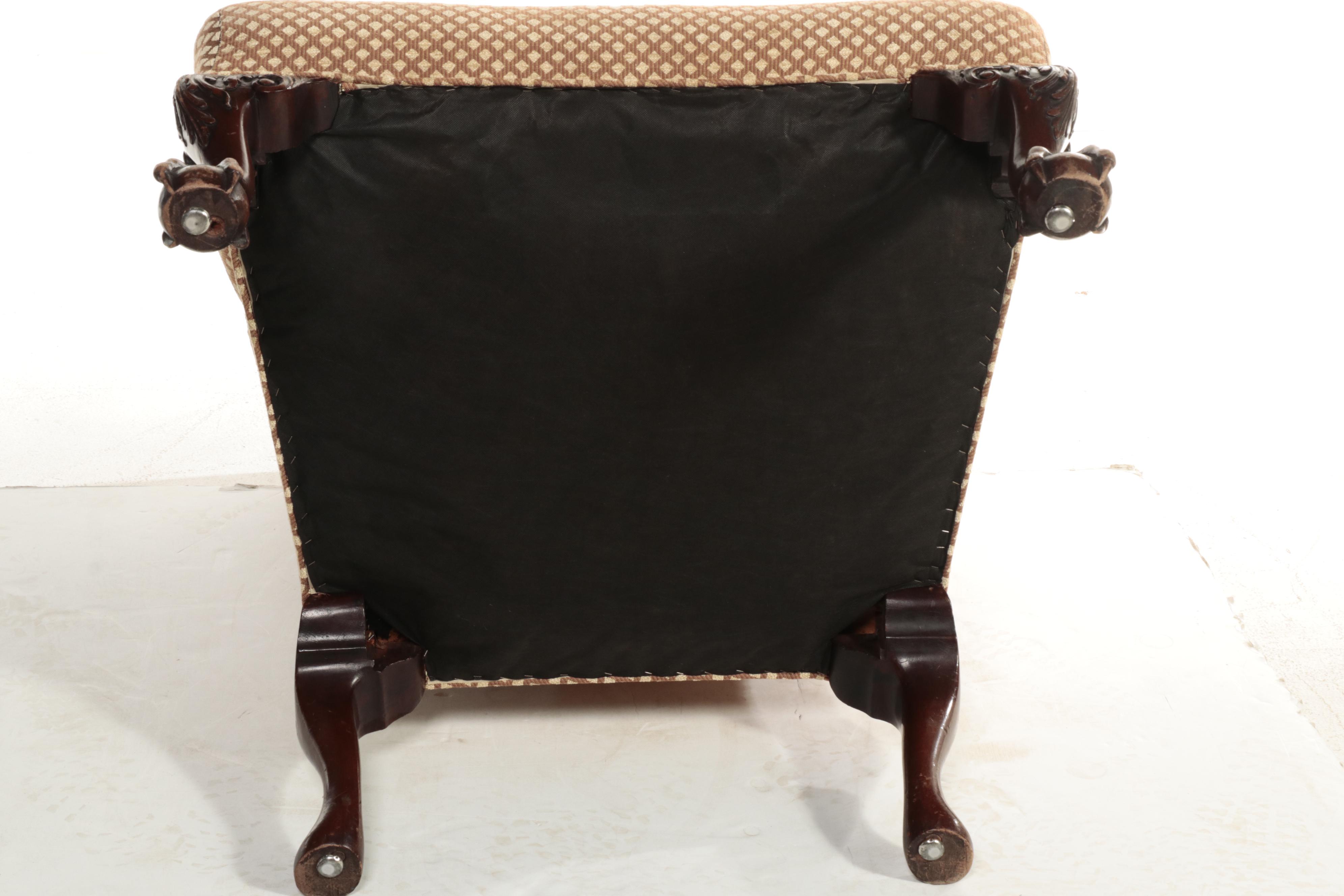 Chippendale Style Wingback Chair with Pillow