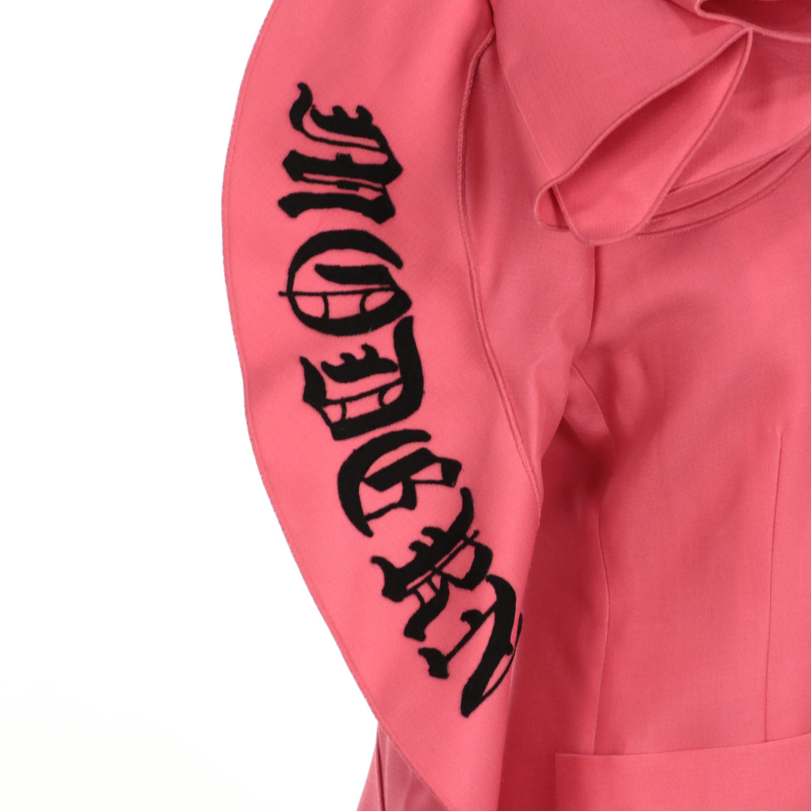 Gucci Modern Future Ruffle Coat in Pink Wool/Silk Blend