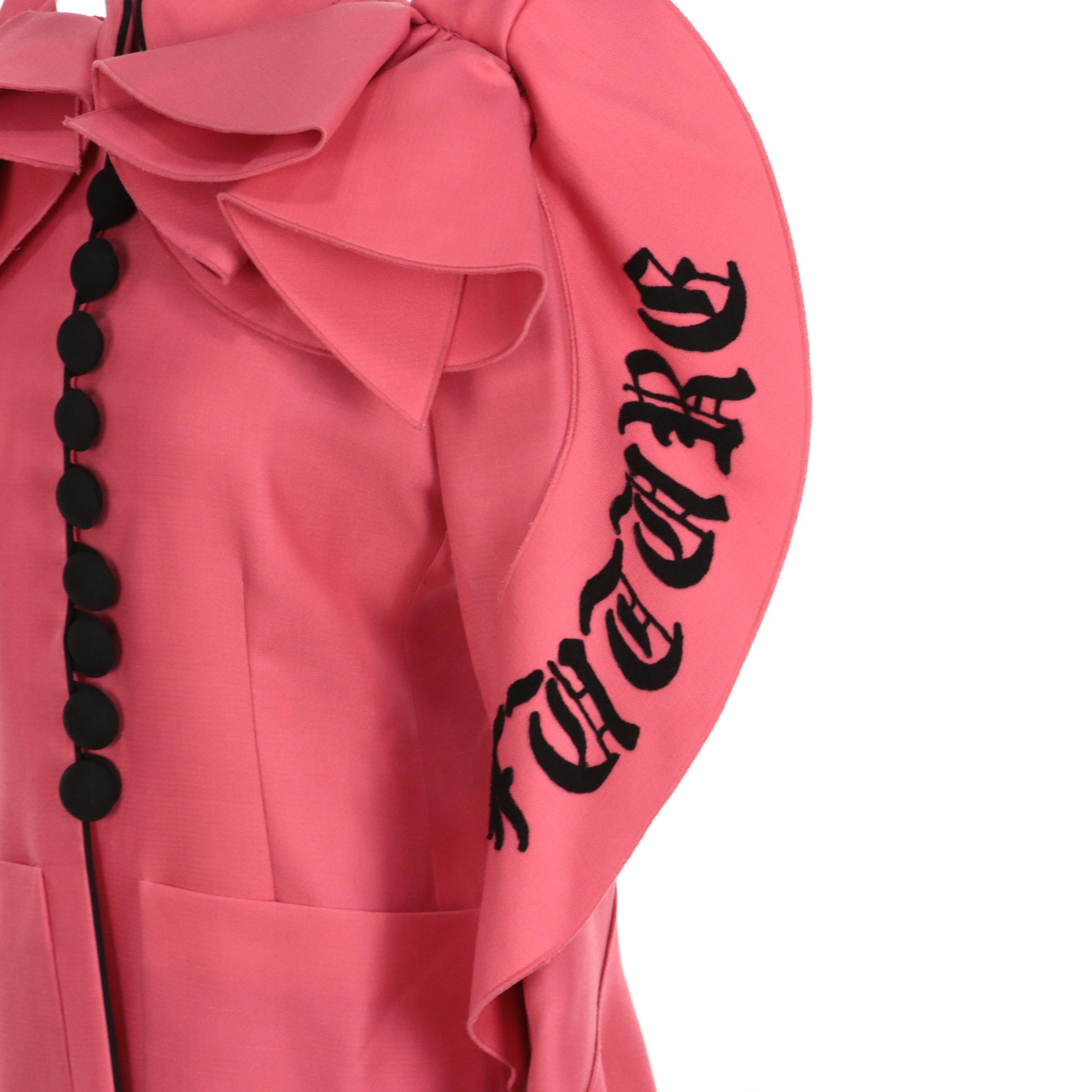 Gucci Modern Future Ruffle Coat in Pink Wool/Silk Blend