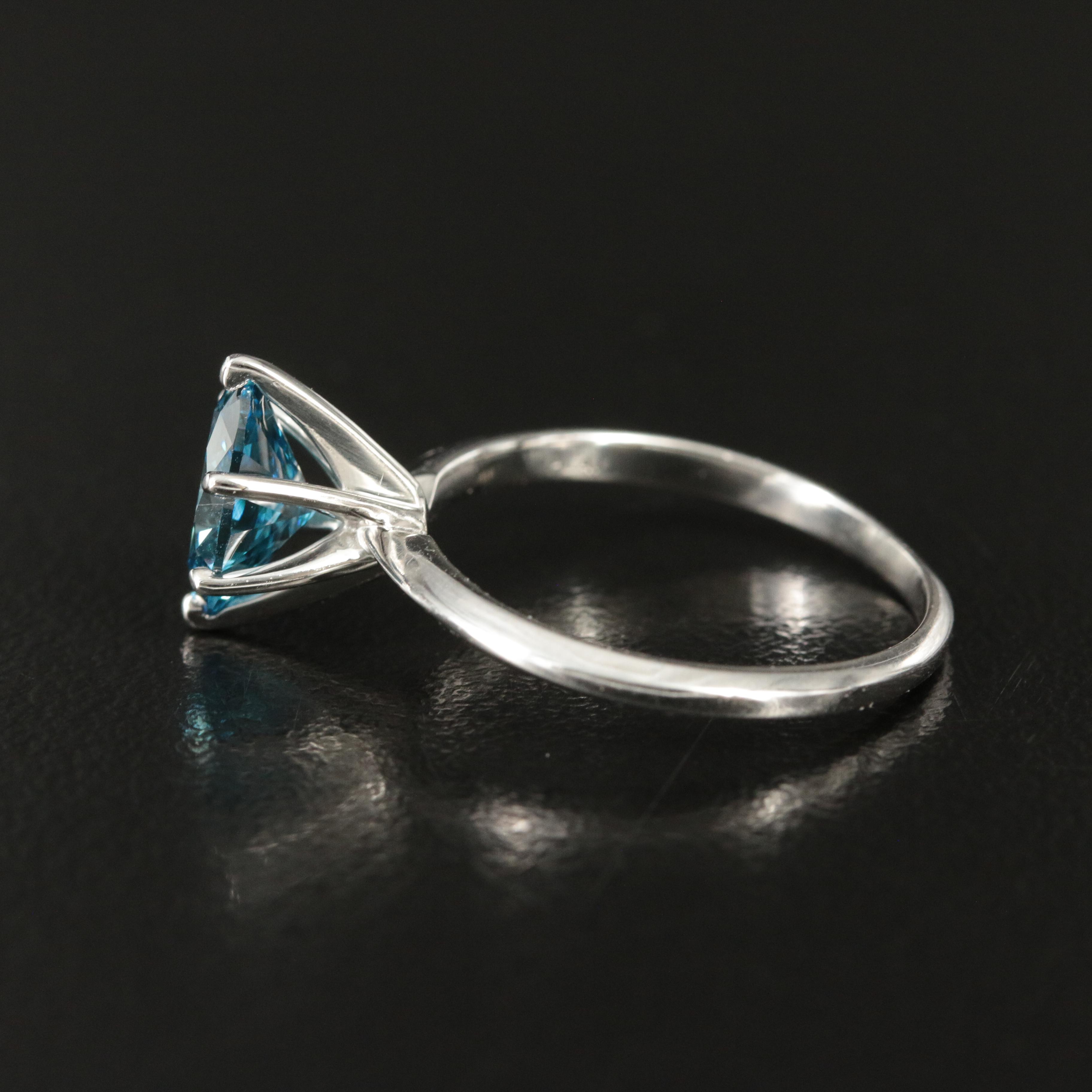 Platinum 1.46 CT Fancy Blue Diamond Solitaire Ring