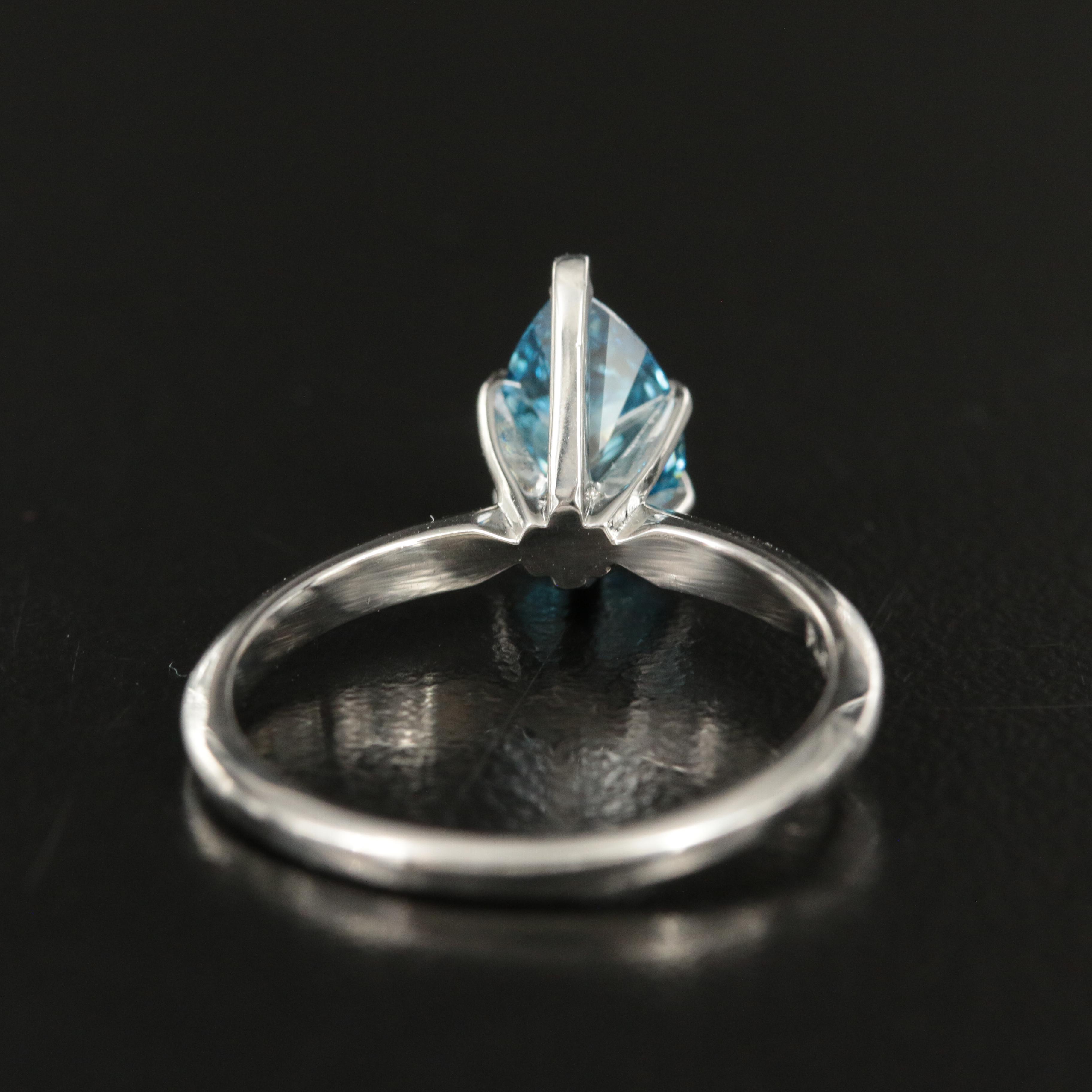 Platinum 1.01 CT Fancy Blue Diamond Solitaire Ring