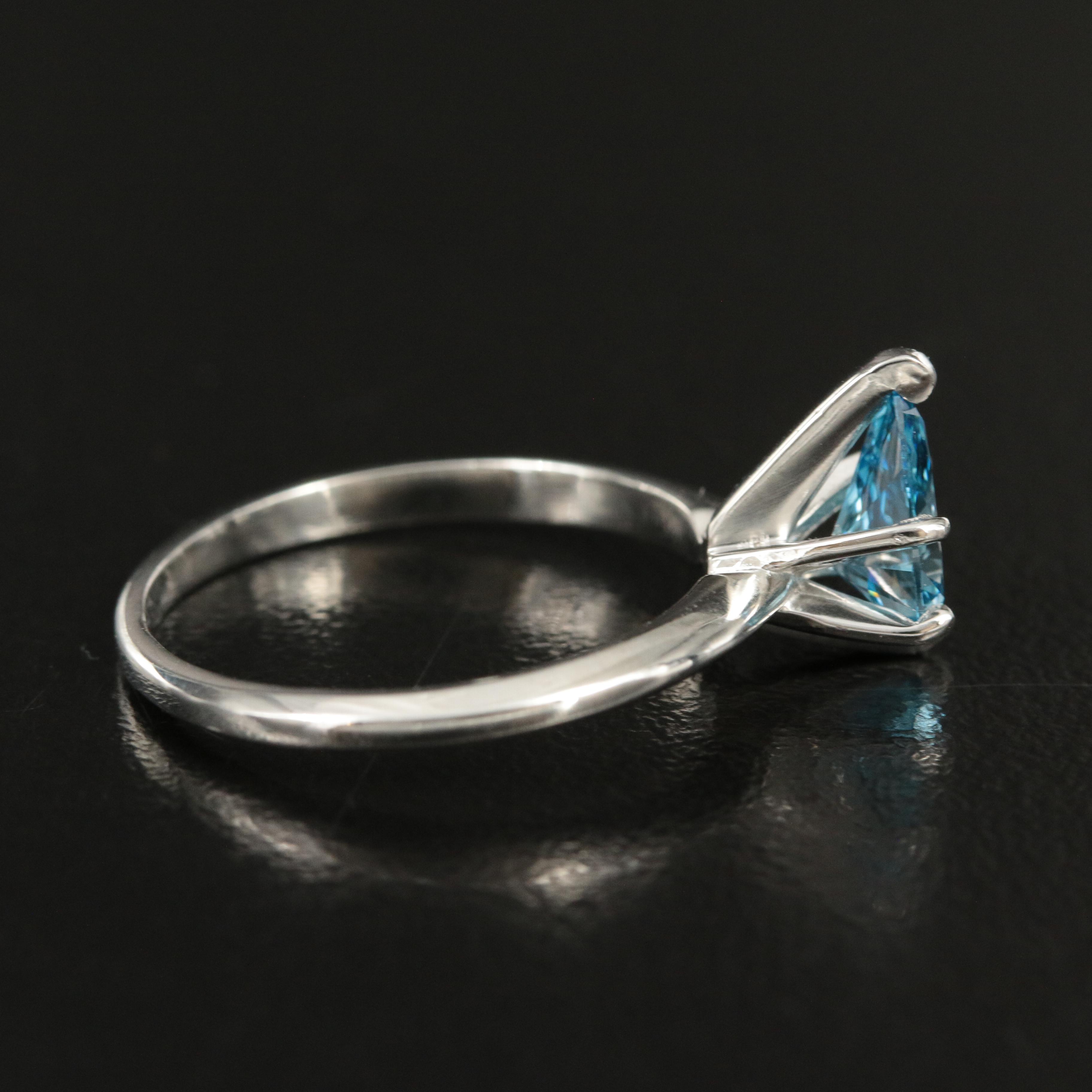 Platinum 1.01 CT Fancy Blue Diamond Solitaire Ring