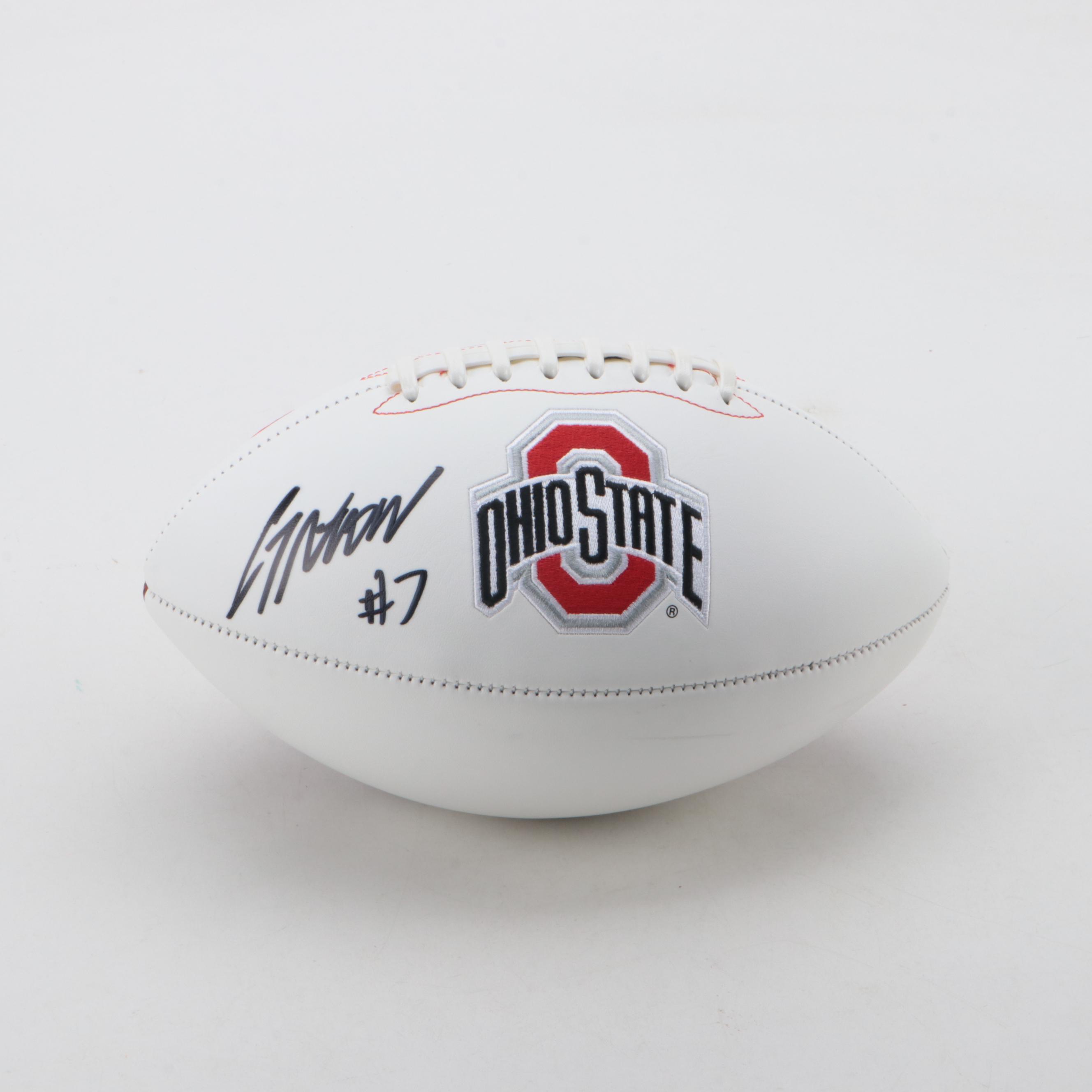 CJ Stroud Signed Ohio State Buckeyes Football with Matted Artwork