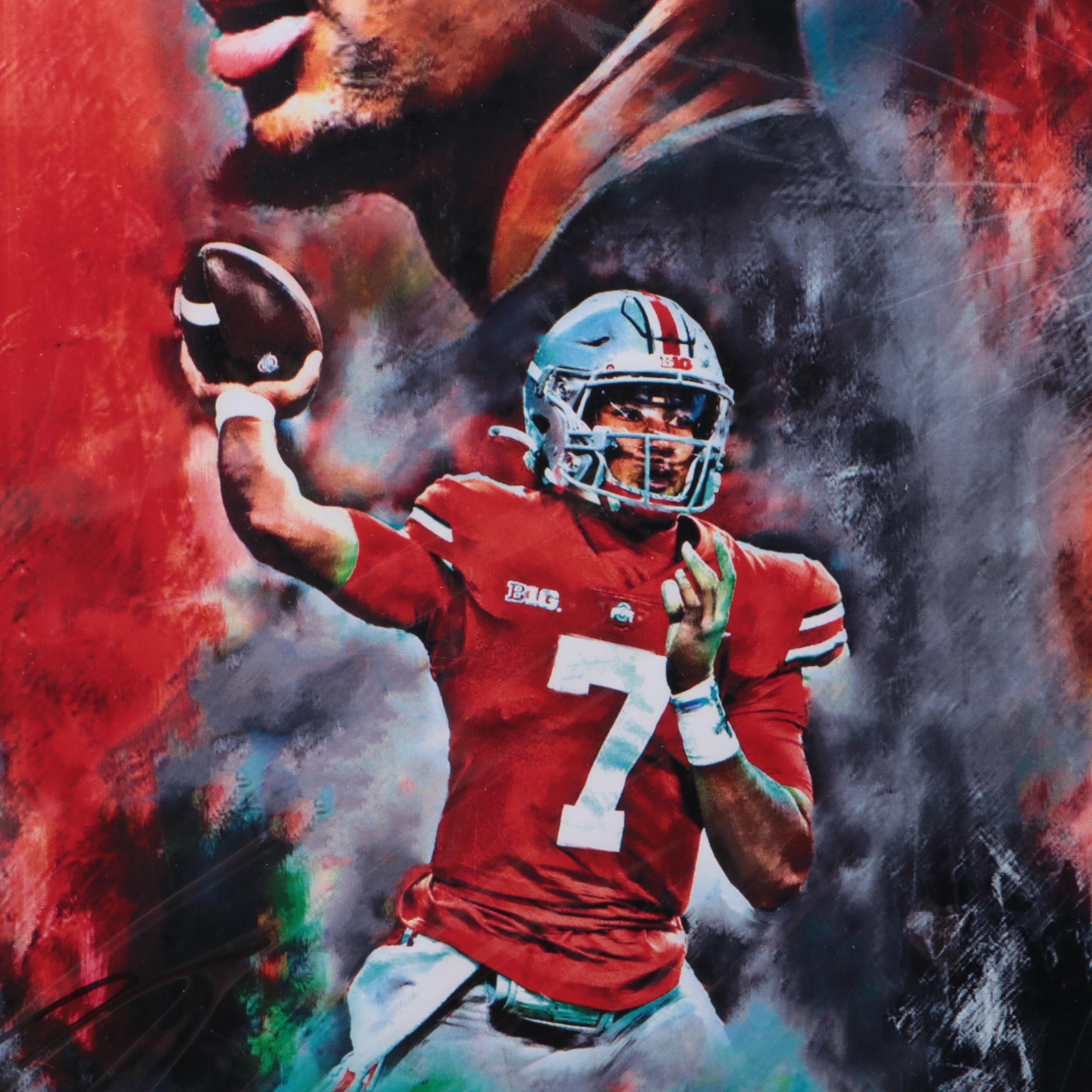 CJ Stroud Signed Ohio State Buckeyes Football with Matted Artwork