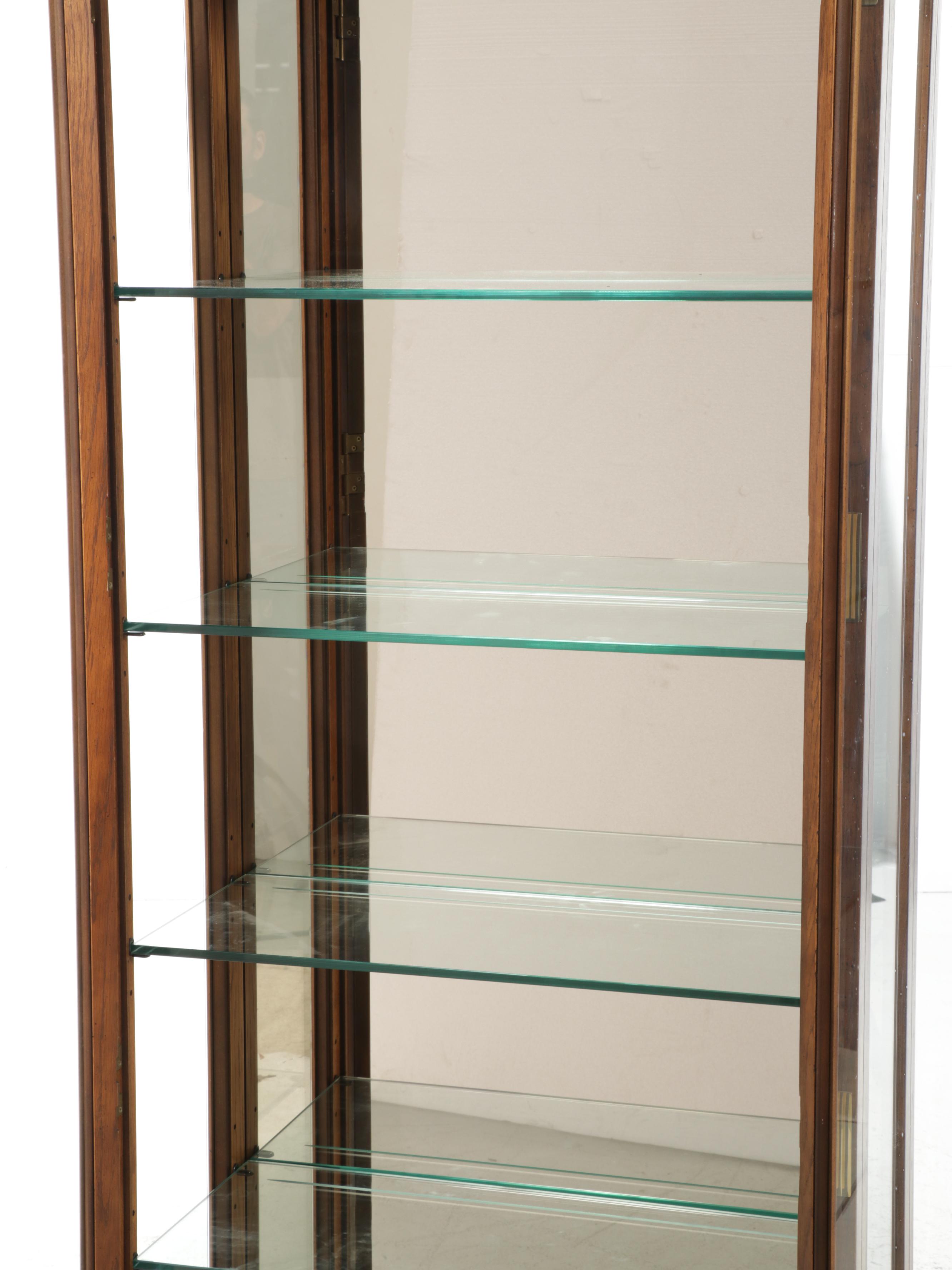 Henredon Modern Oak and Brass Mounted Glass Display Cabinet