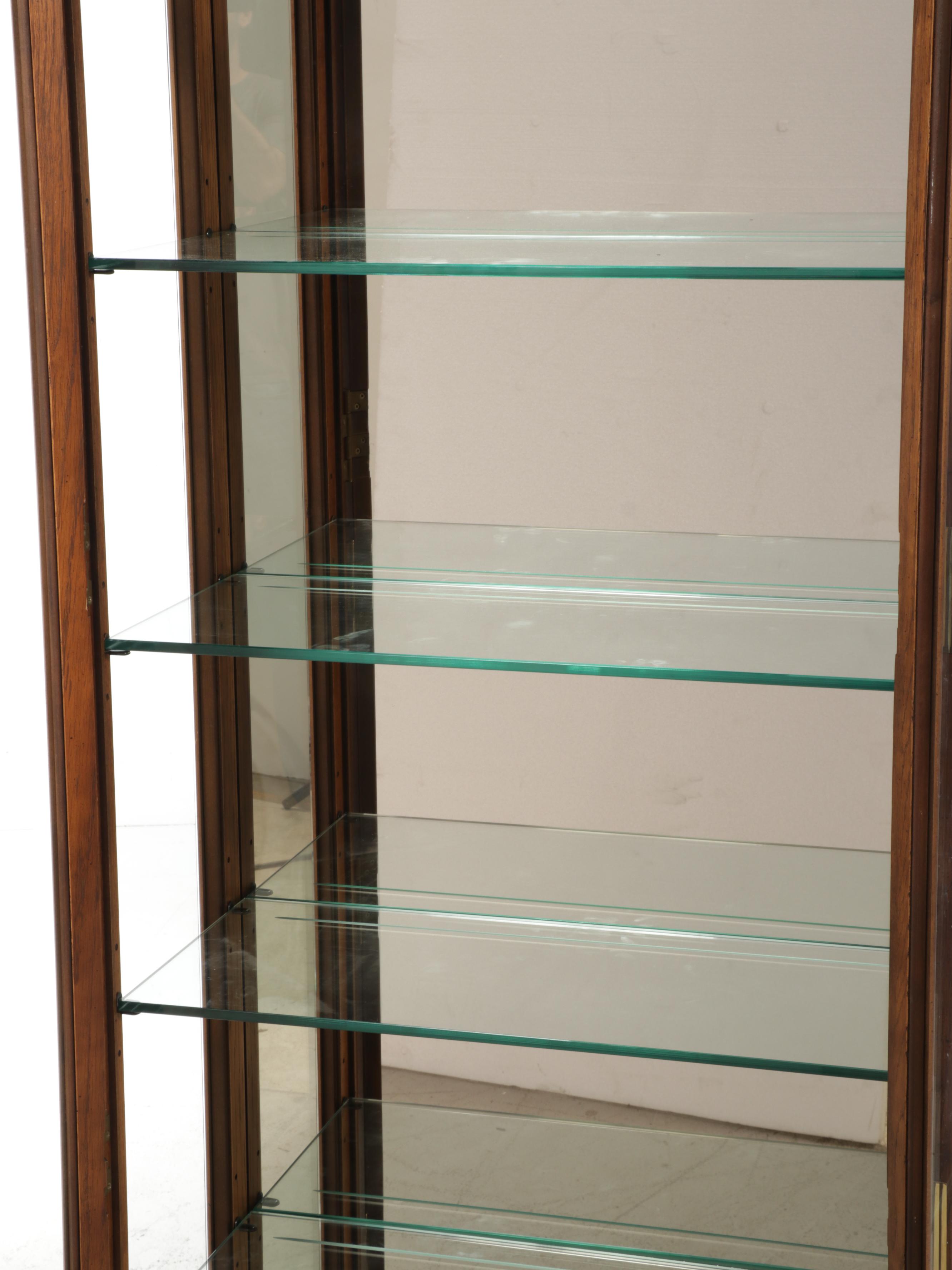 Henredon Modern Oak and Brass Mounted Glass Display Cabinet