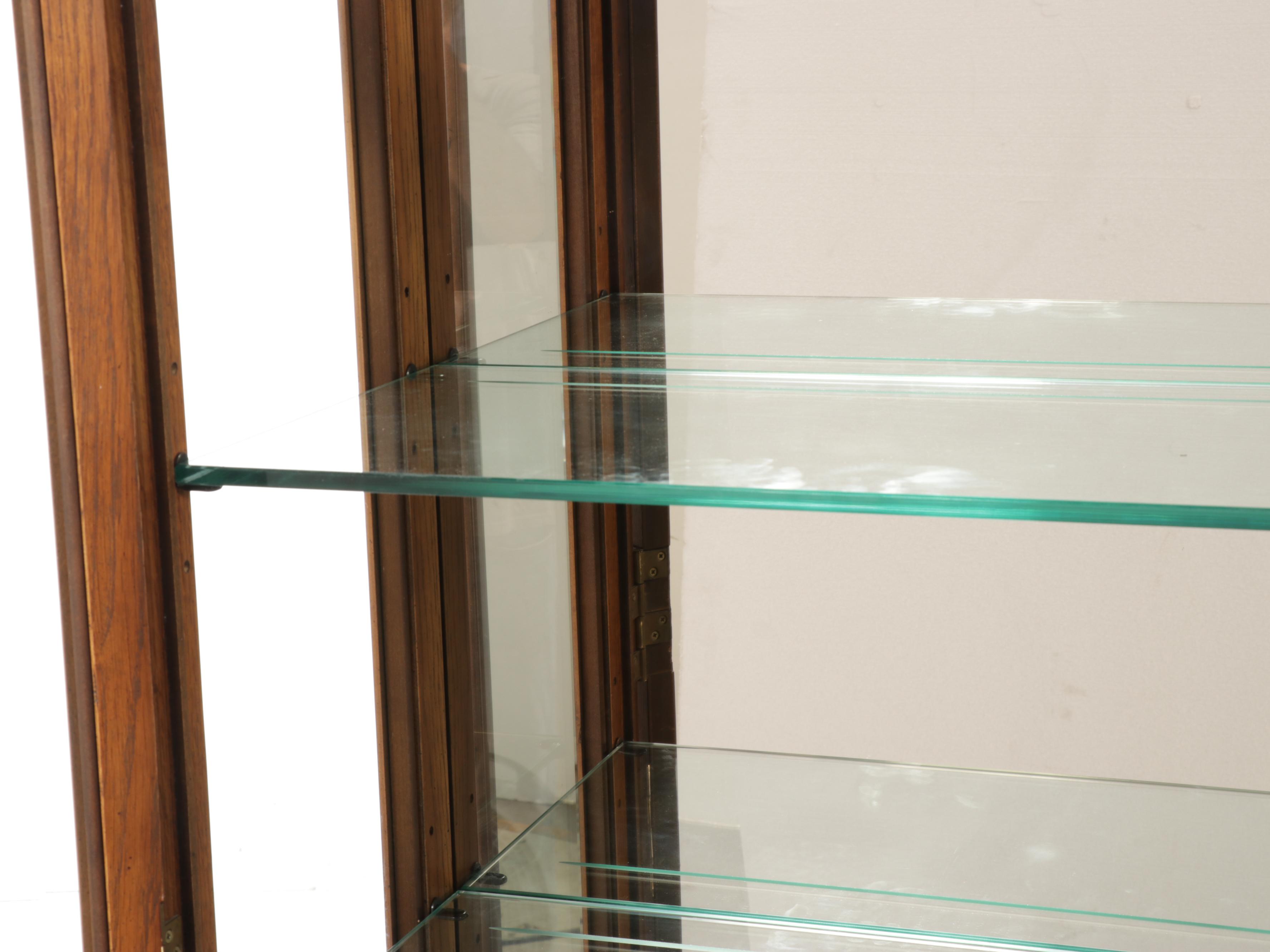 Henredon Modern Oak and Brass Mounted Glass Display Cabinet