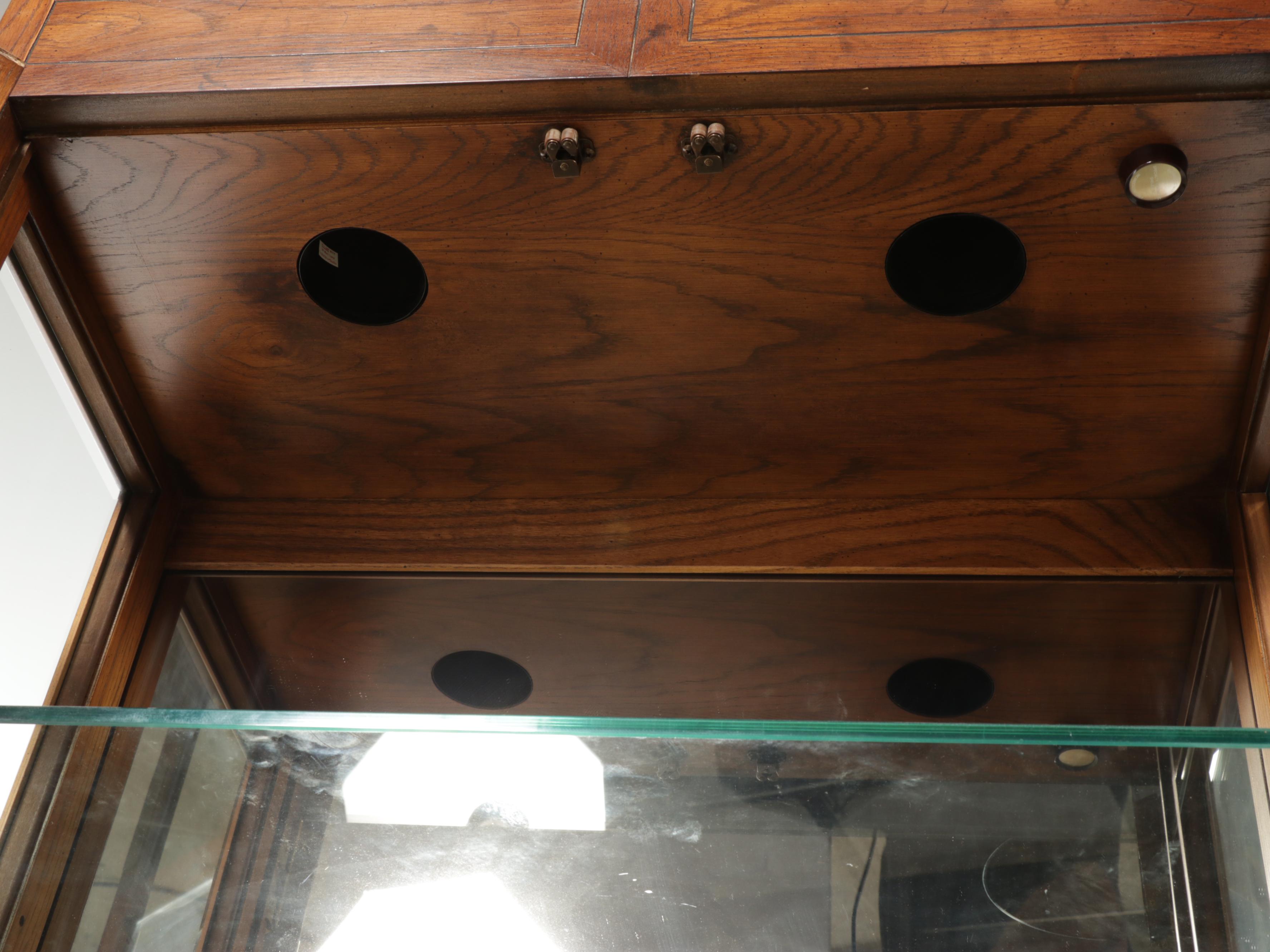 Henredon Modern Oak and Brass Mounted Glass Display Cabinet