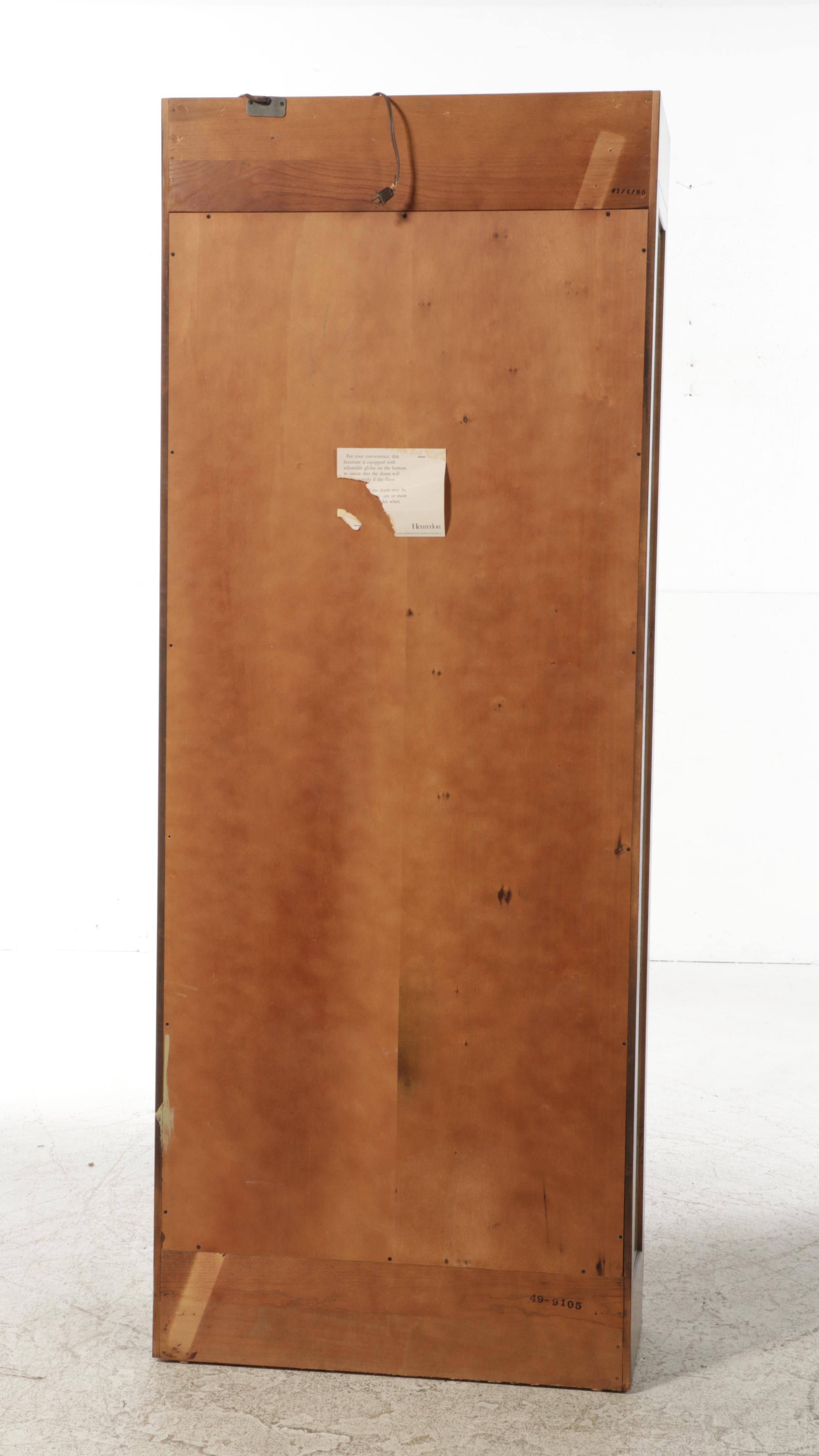 Henredon Modern Oak and Brass Mounted Glass Display Cabinet