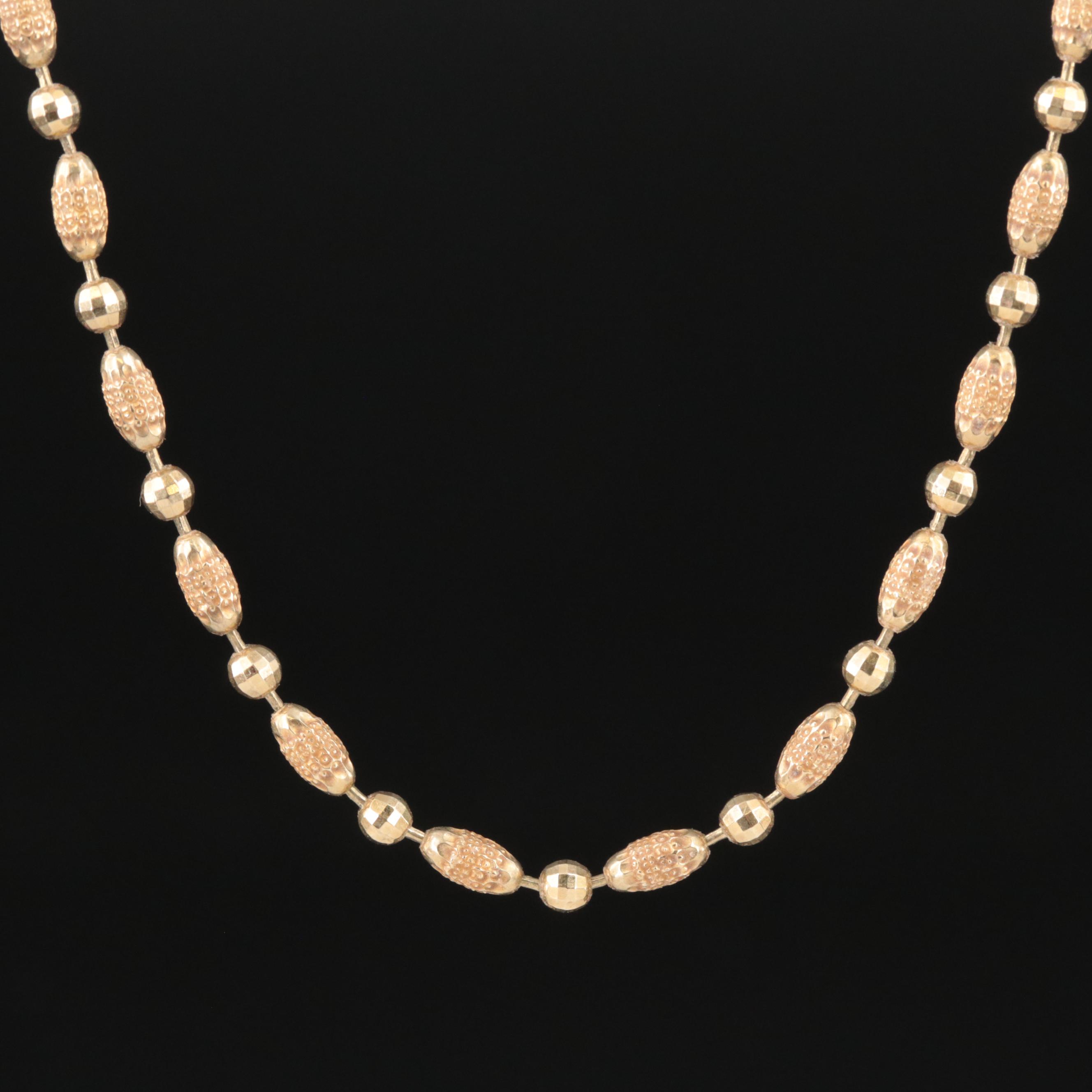 Italian 14K Bead Chain Necklace EBTH