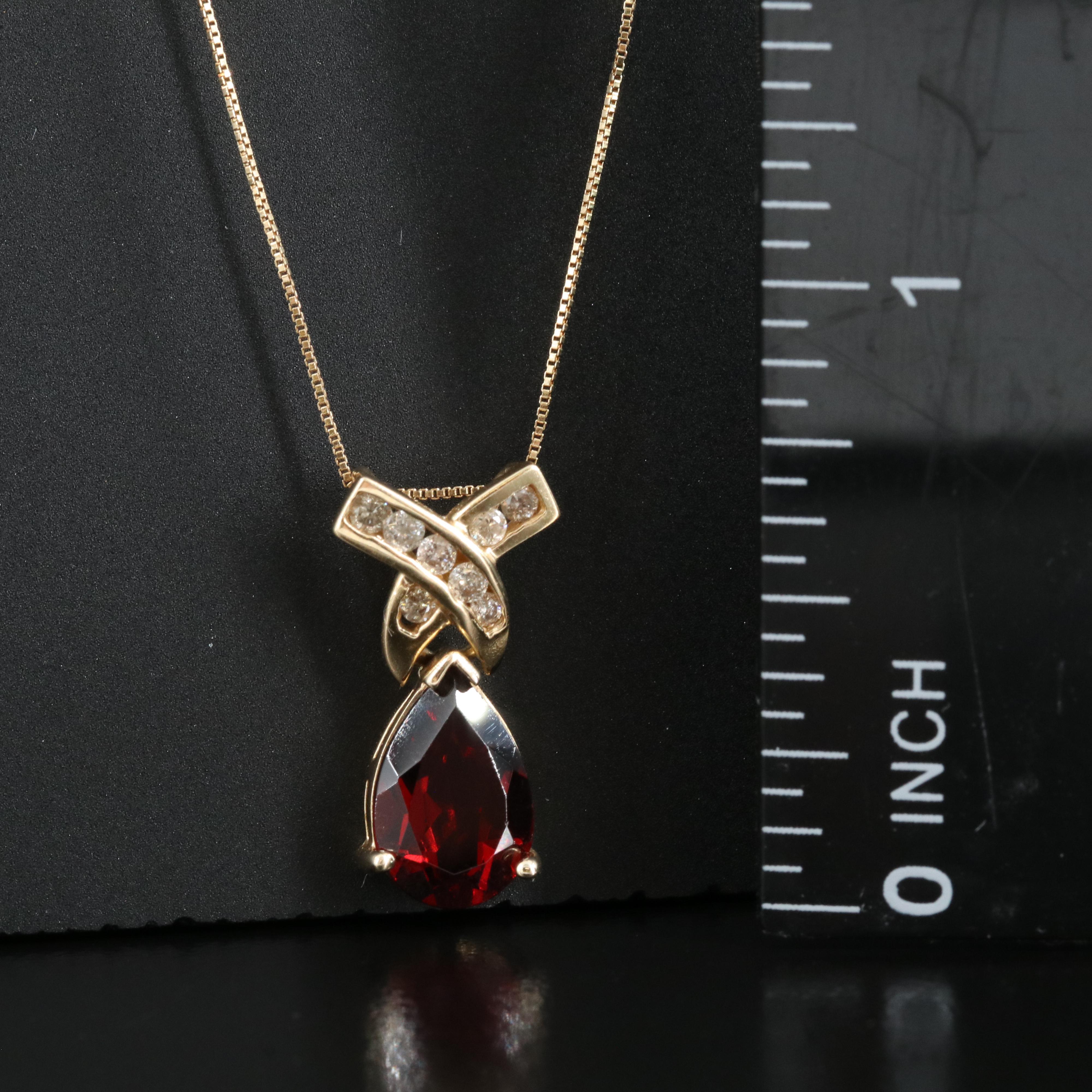 14K Garnet and Diamond Necklace