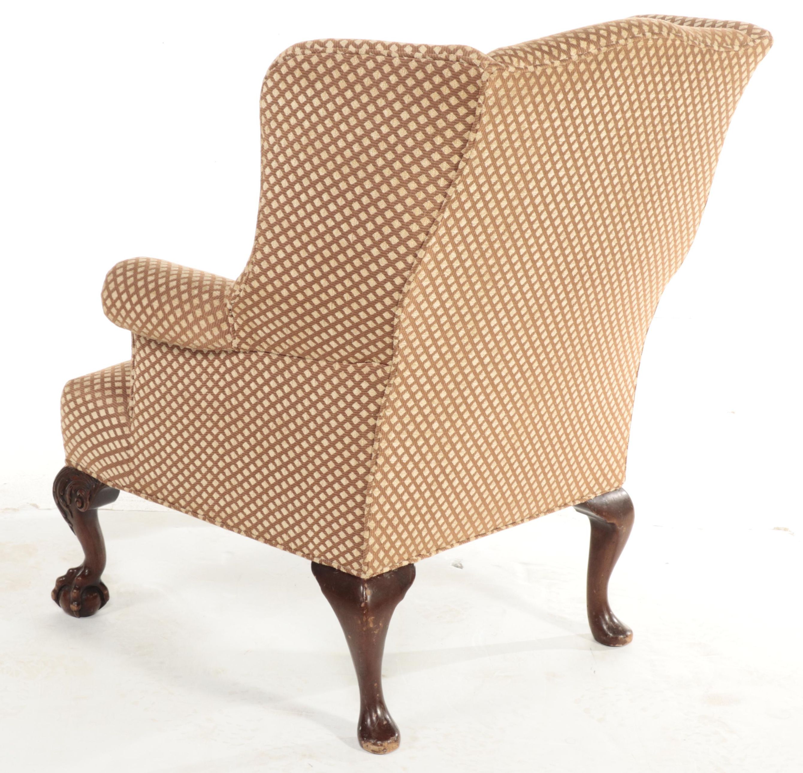 Chippendale Style Wingback Chair with Pillow