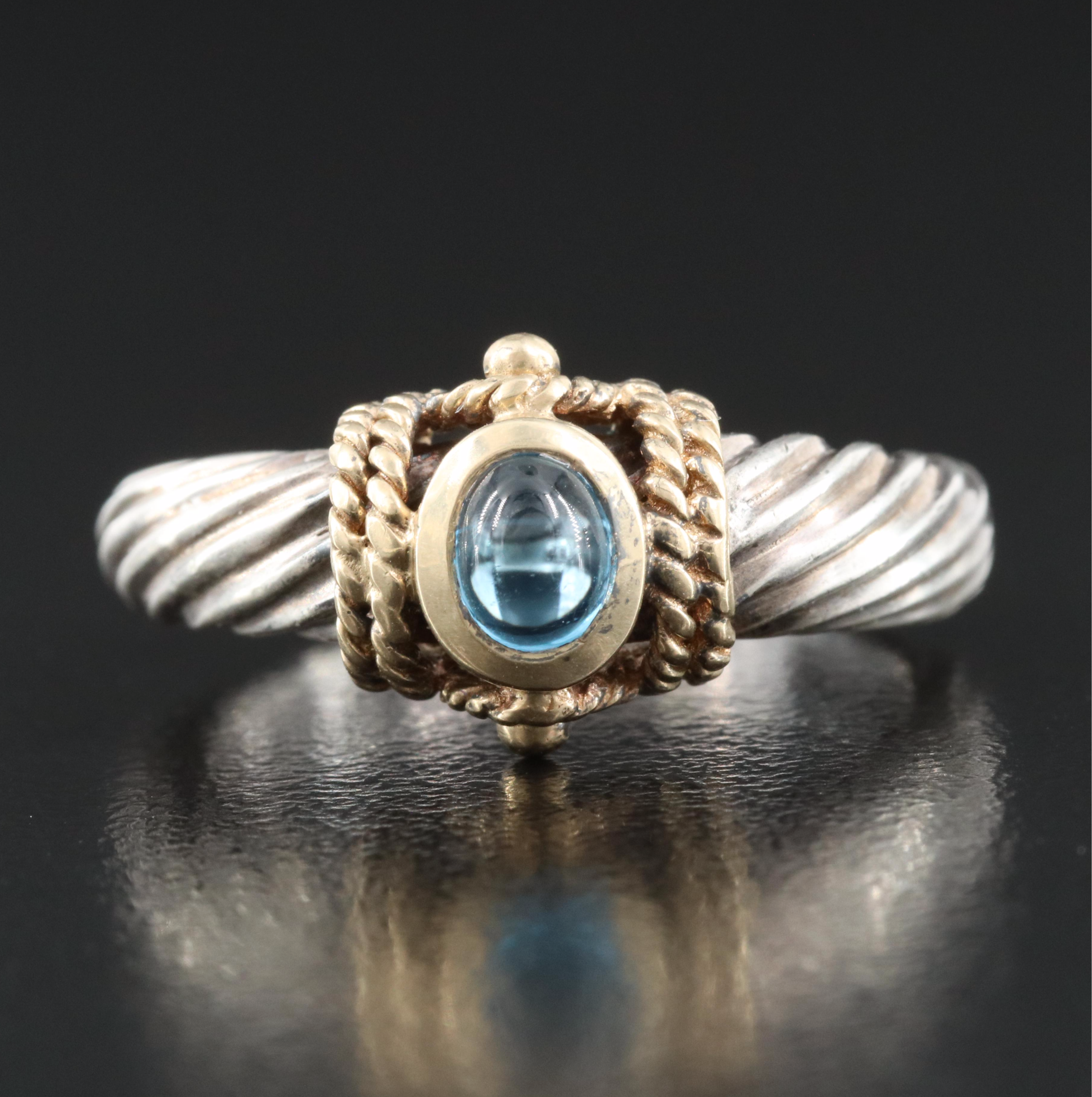 Sterling Topaz Ring with 14K Accent