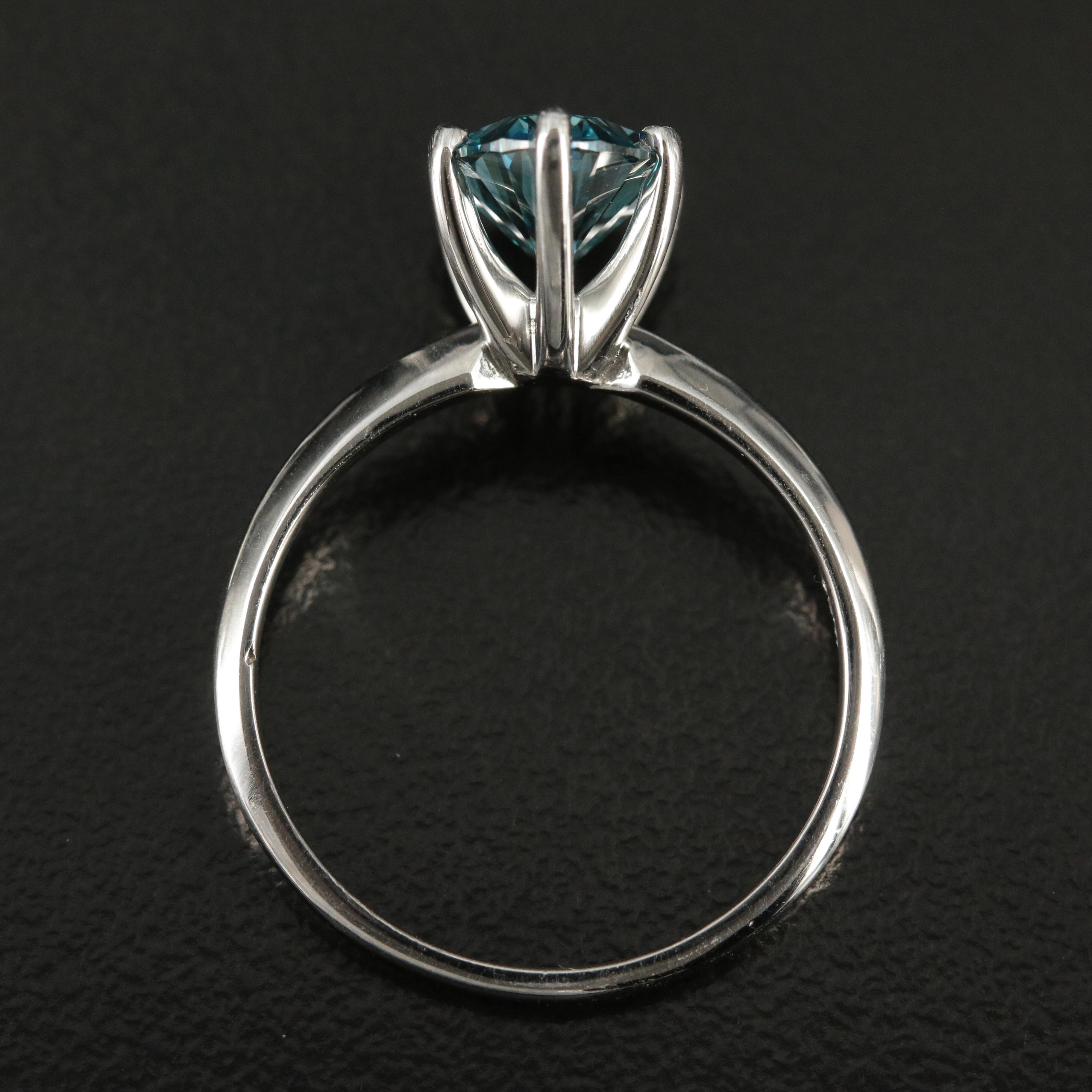 Platinum 2.06 CT Fancy Blue Diamond Solitaire Ring