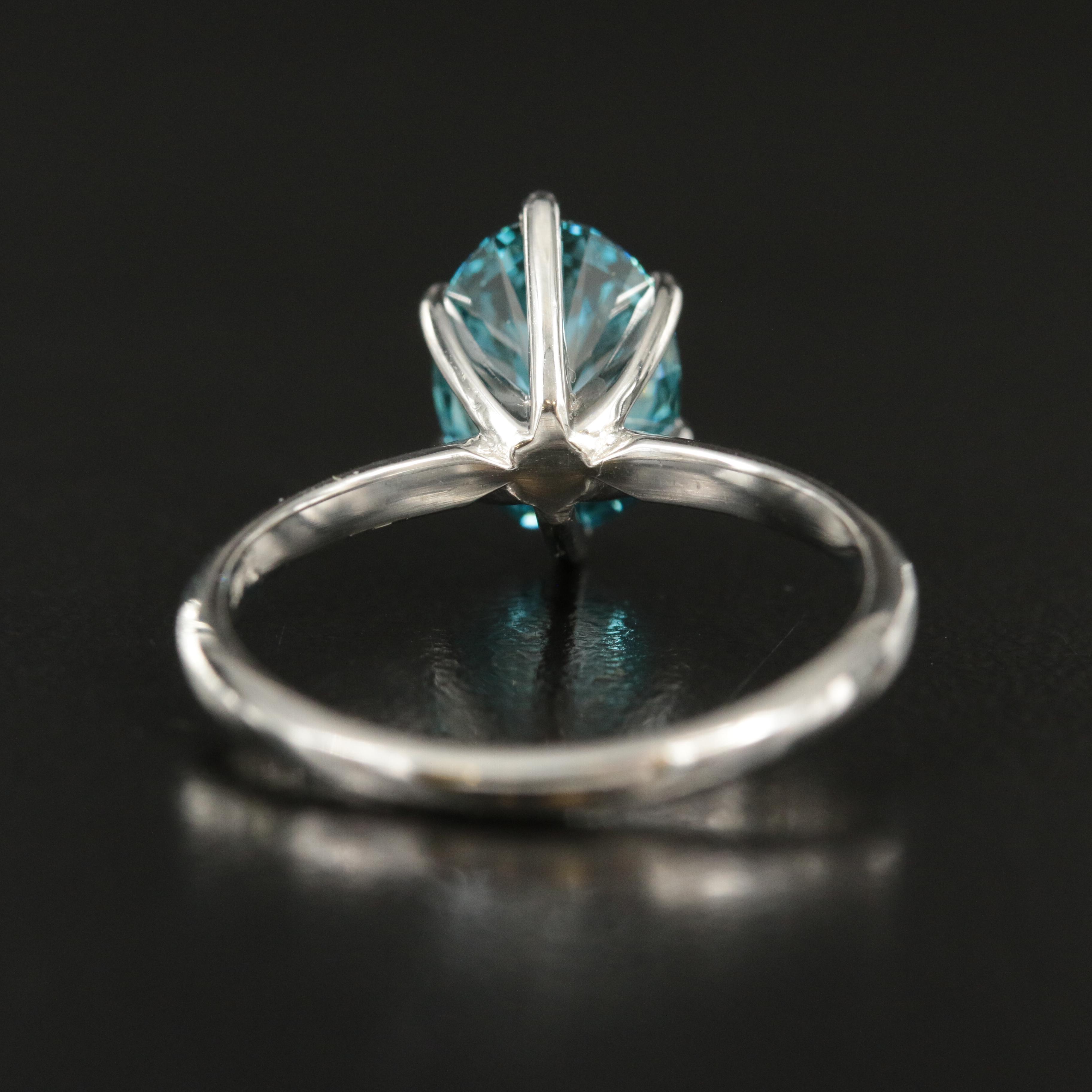 Platinum 2.06 CT Fancy Blue Diamond Solitaire Ring