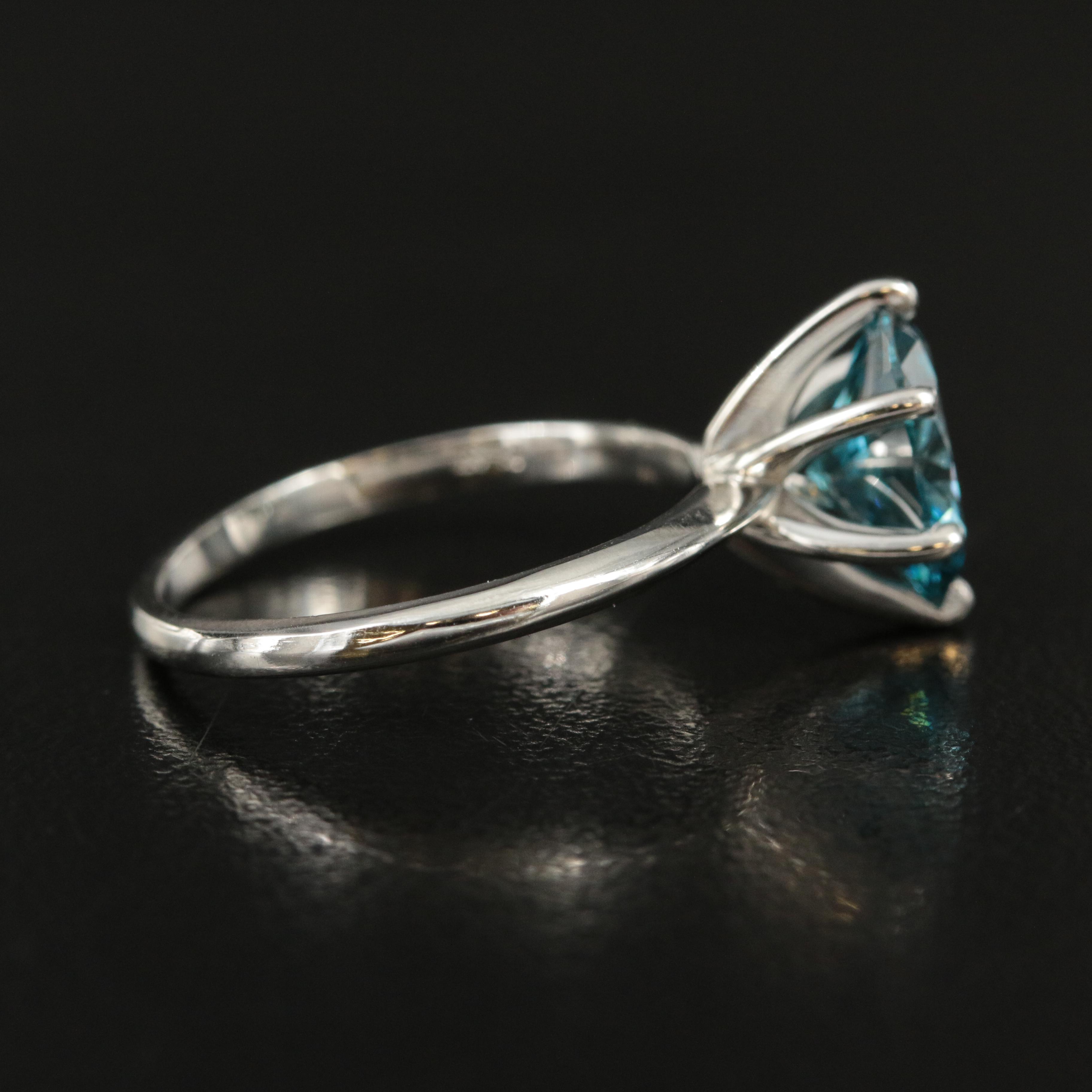 Platinum 2.06 CT Fancy Blue Diamond Solitaire Ring