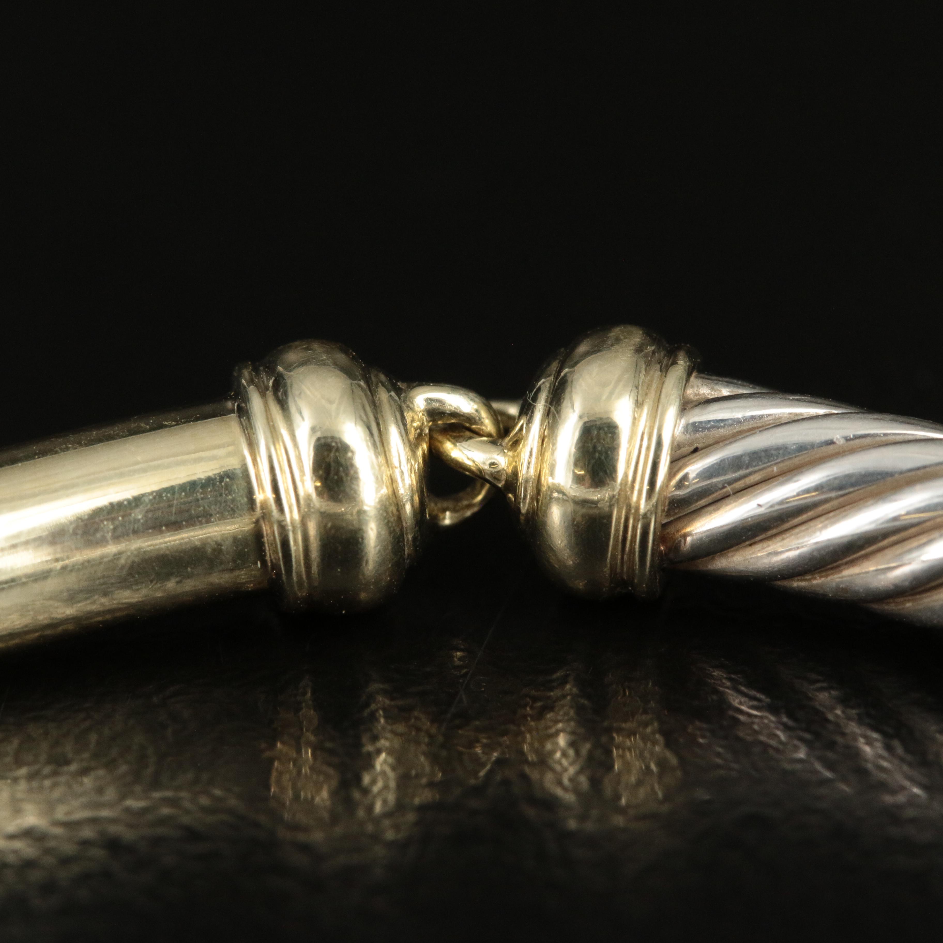 David Yurman "Metro" Sterling and 14K 0.18 CTW Diamond  Bracelet