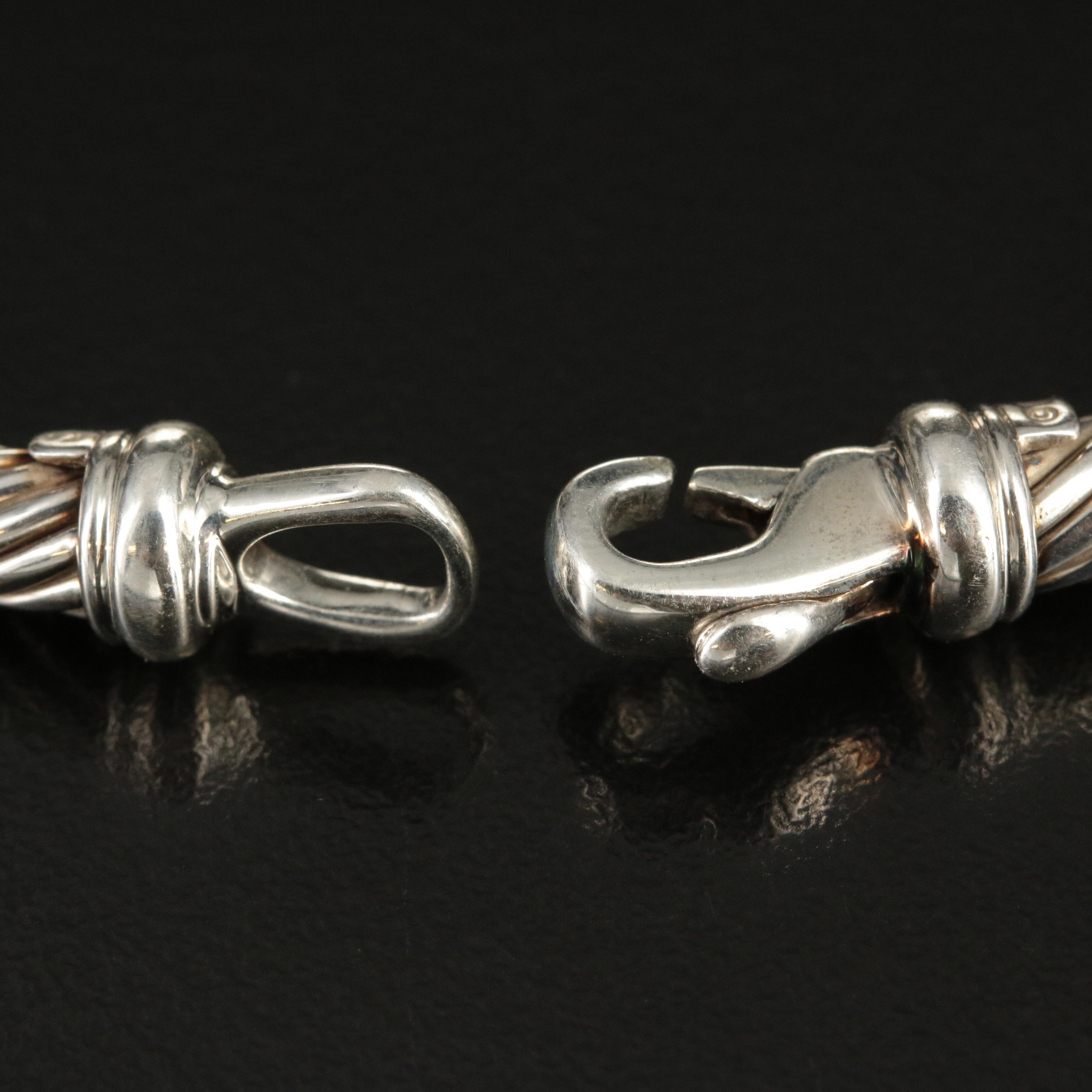 David Yurman "Metro" Sterling and 14K 0.18 CTW Diamond  Bracelet